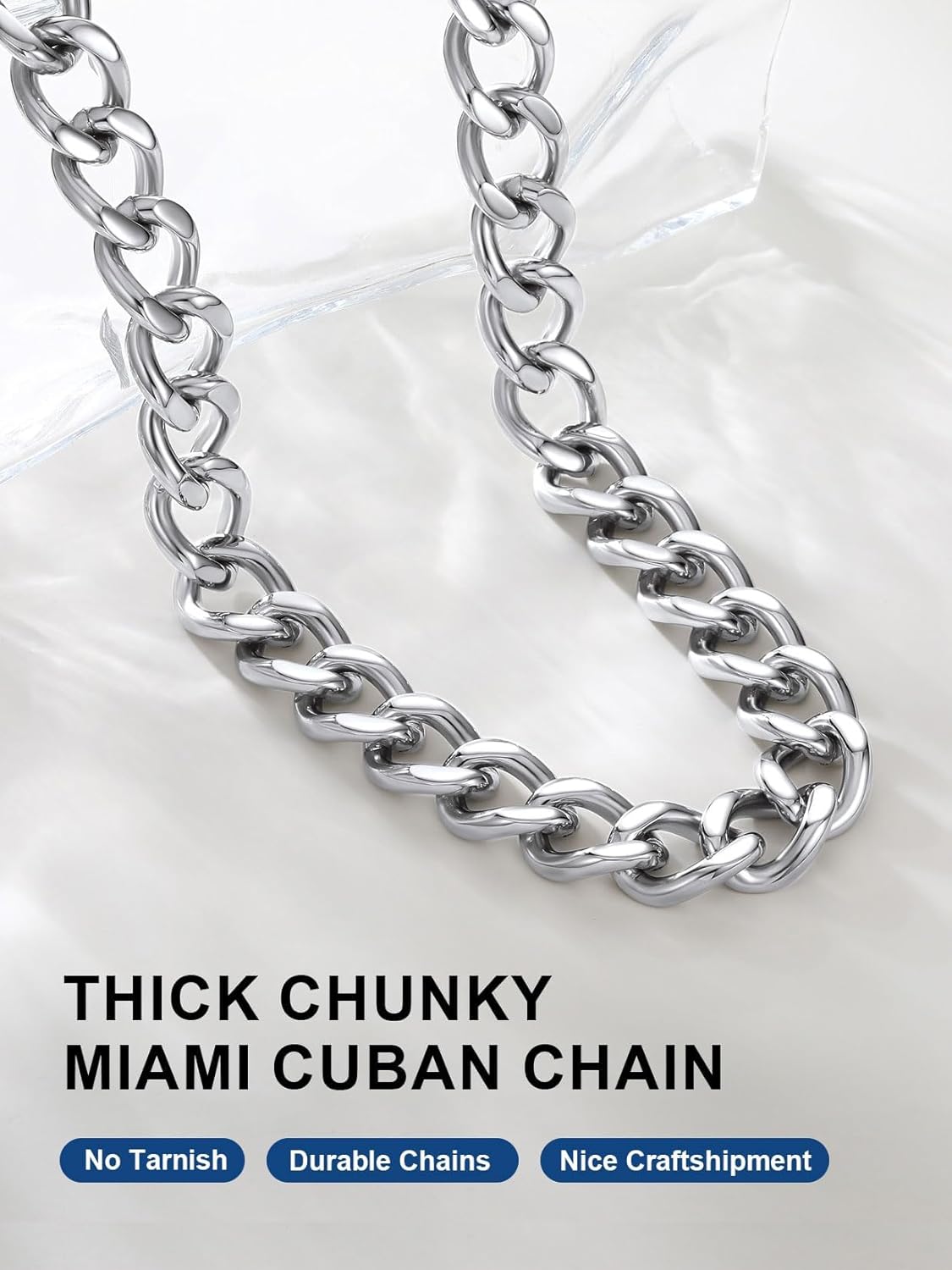 ChainsPro Cuban Link Chain for Women,Stainless Steel Chunky Necklace Silver/Gold Plated Thick Chain Choker, 12/16/20 mm Width,18" and 20" Punk Hip Hop Trendy Non Tarnish Jewelry Gifts - Image 4