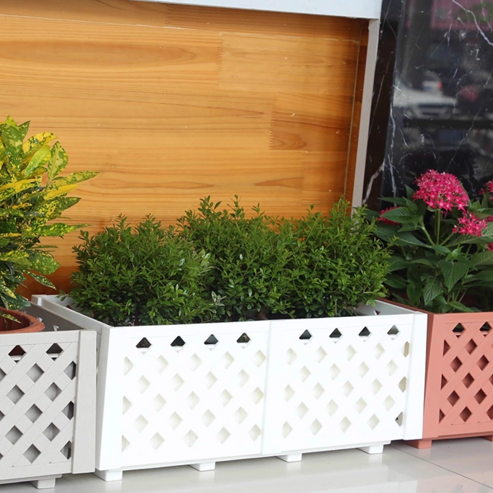 Pot De Fleurs Rectangulaire À Suspendre À La Balustrade du Balcon Support Suspendu pour Balustrade Jardin en Pot pour Cour Terrasse Ou Jardin(Blanc)