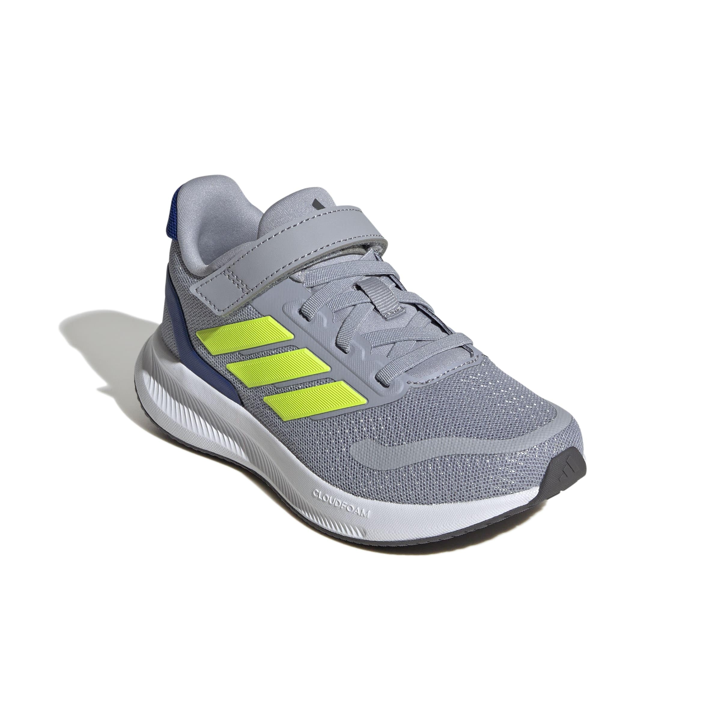 adidas Unisex niños RUNFALCON 5 Shoes Kids, halo Silver/Lucid Lemon/Team Royal Blue, 29 EU