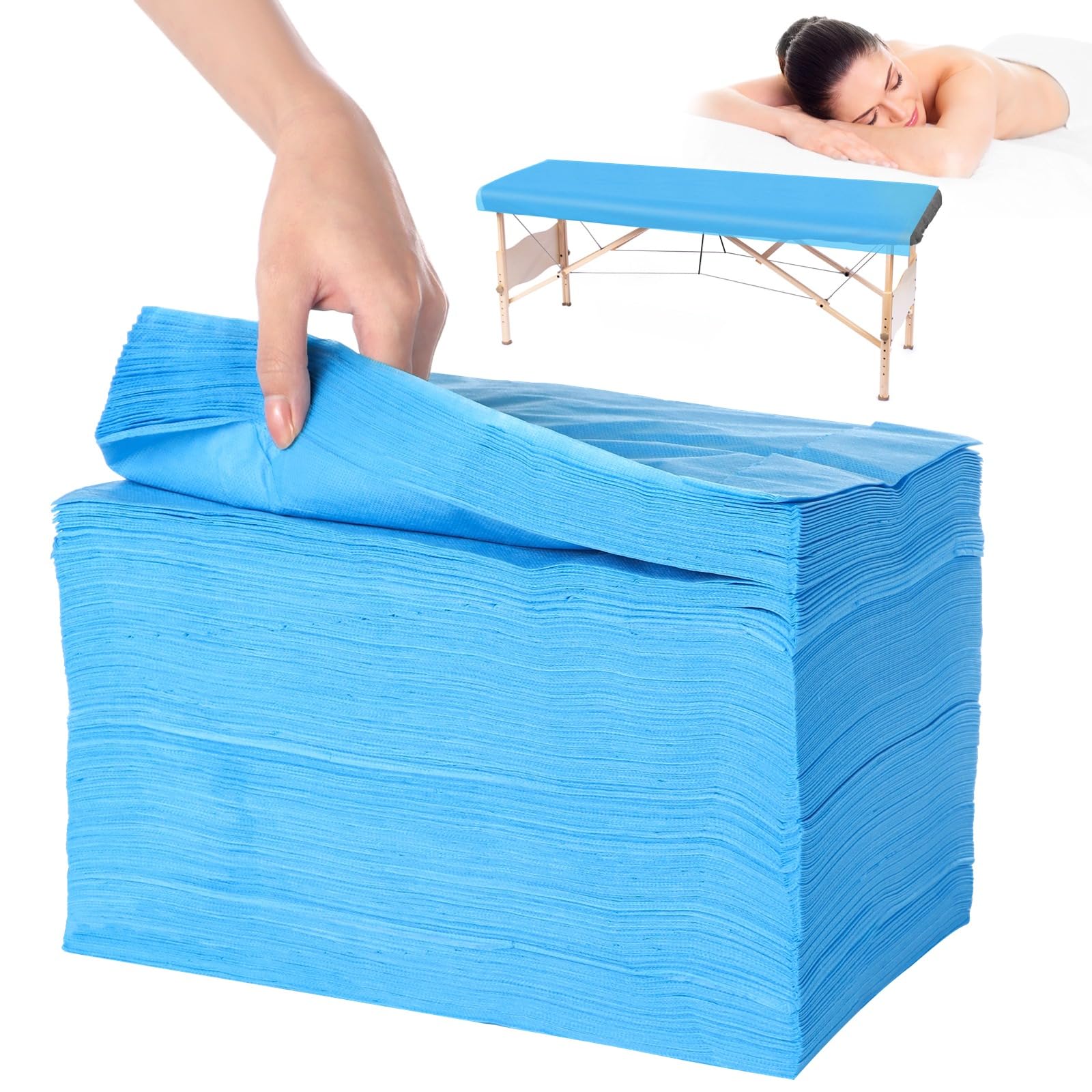 100 hojas desechables para mesa de masaje, 71 x 31.5 pulgadas, fundas desechables de cama de masaje de tela no tejida transpirable, sábana de higiene de un solo uso para centros de spa, salones de