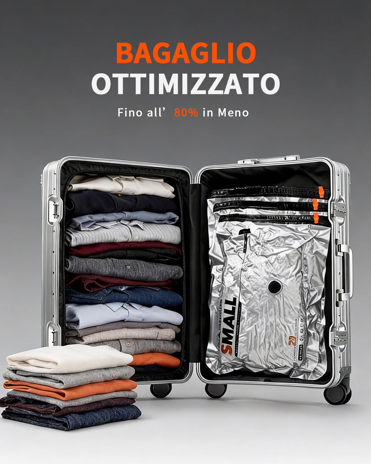Vacbird 10 Sacchetti Sottovuoto Vestiti Con Pompa a Vuoto Ricaricabile con USB, 5 x 40x54cm, 5 x 47x64cm, Buste Sottovuoto Vestiti Salvaspazio, Ideali per Viaggi e Organizzare Bagagli