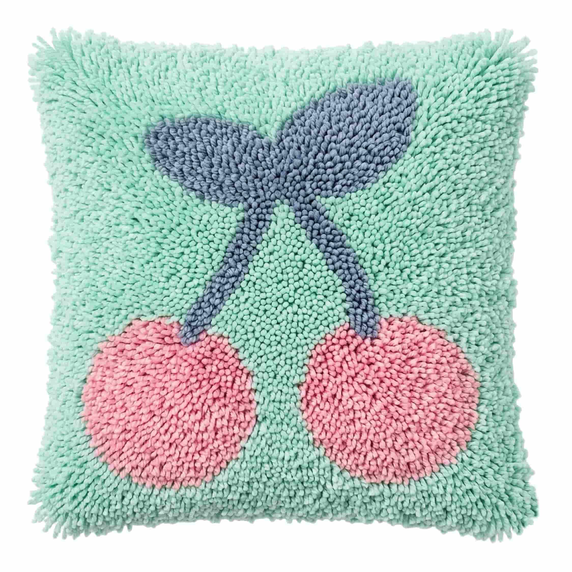 AxiangziK Latch Hook Pillow Kit Cherry 43X43Cm
