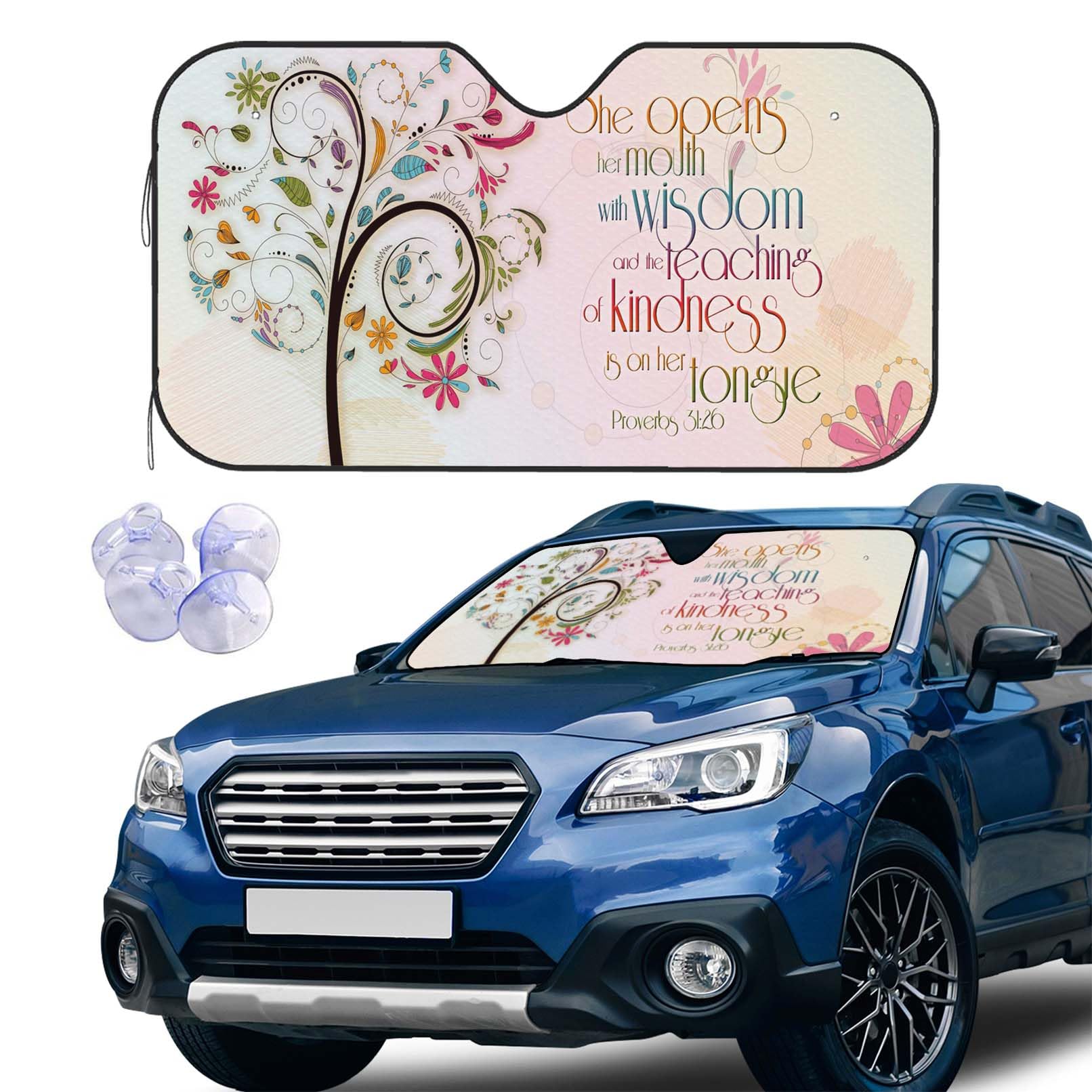 Inspirational Quotes Windshield Sun Shade Car Front Window Shades for Car Accessories Sun Heat UV Rays Visor for Universal Cars SUV Truck 51 x 27.5