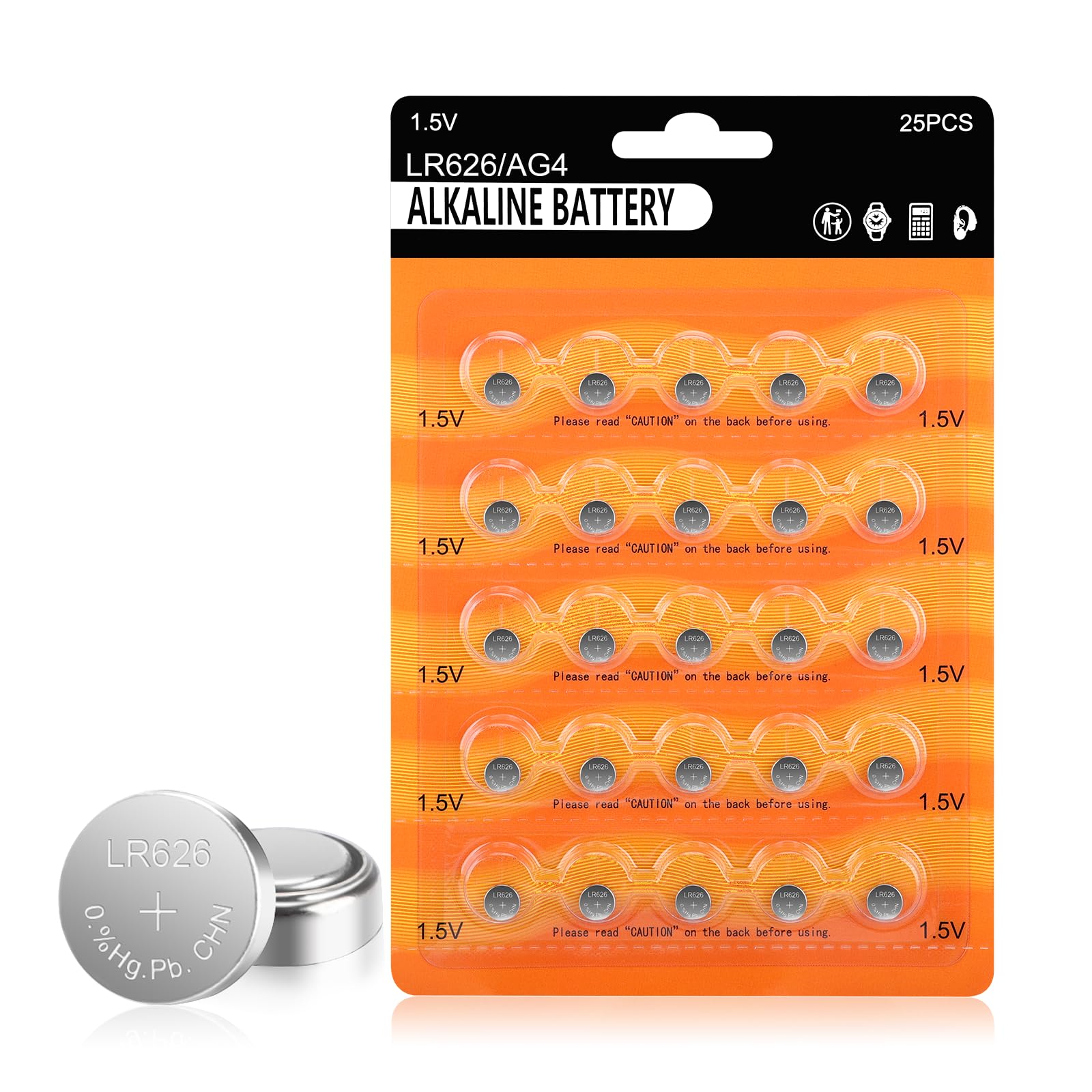 kunying AG4 LR626 Battery 25 Pack, Long-Lasting LR626/L626 /SR626 /377 /SR626SW Batteries Coin Cells for Watches Calculators Toys