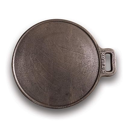 Kitch.in Cast Iron Fully Hand Seasoned Dosa Pan (Large -11 inch, Greyish Black)