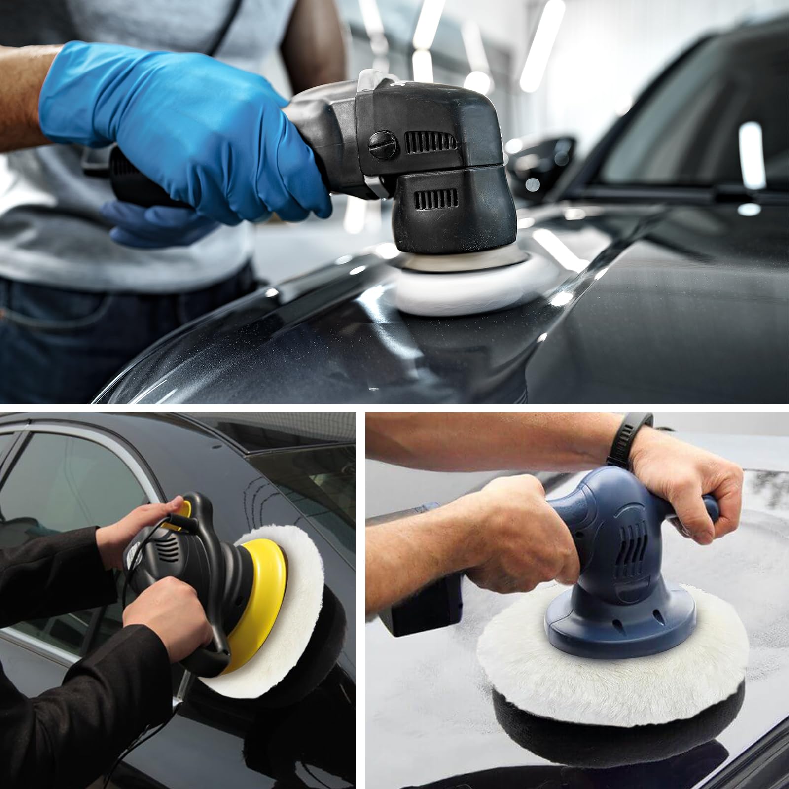 5 pezzi tamponi lucidanti da 150 mm, dischi in lana d'agnello, cuffia di lana tampone lucidante, tampone di lana tampone di lana cuffie lucidanti in pelle d'agnello per auto, fari auto, pavimenti
