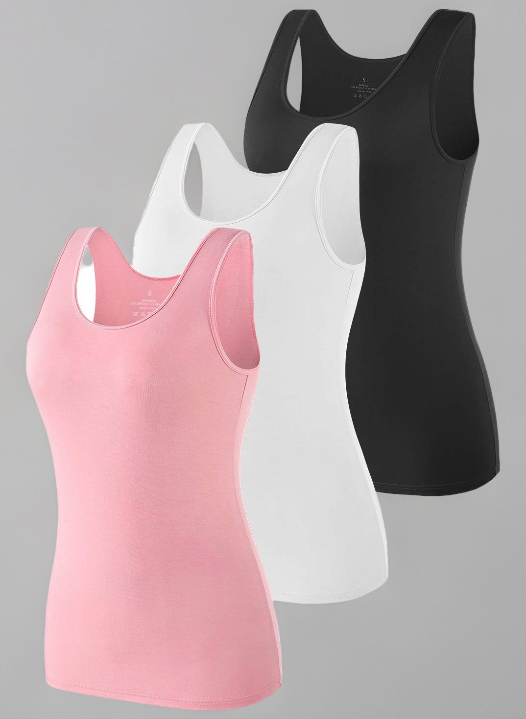 Womens Supersoft Vest Tops Stretch Casual Tank Tops 3-4 Pack