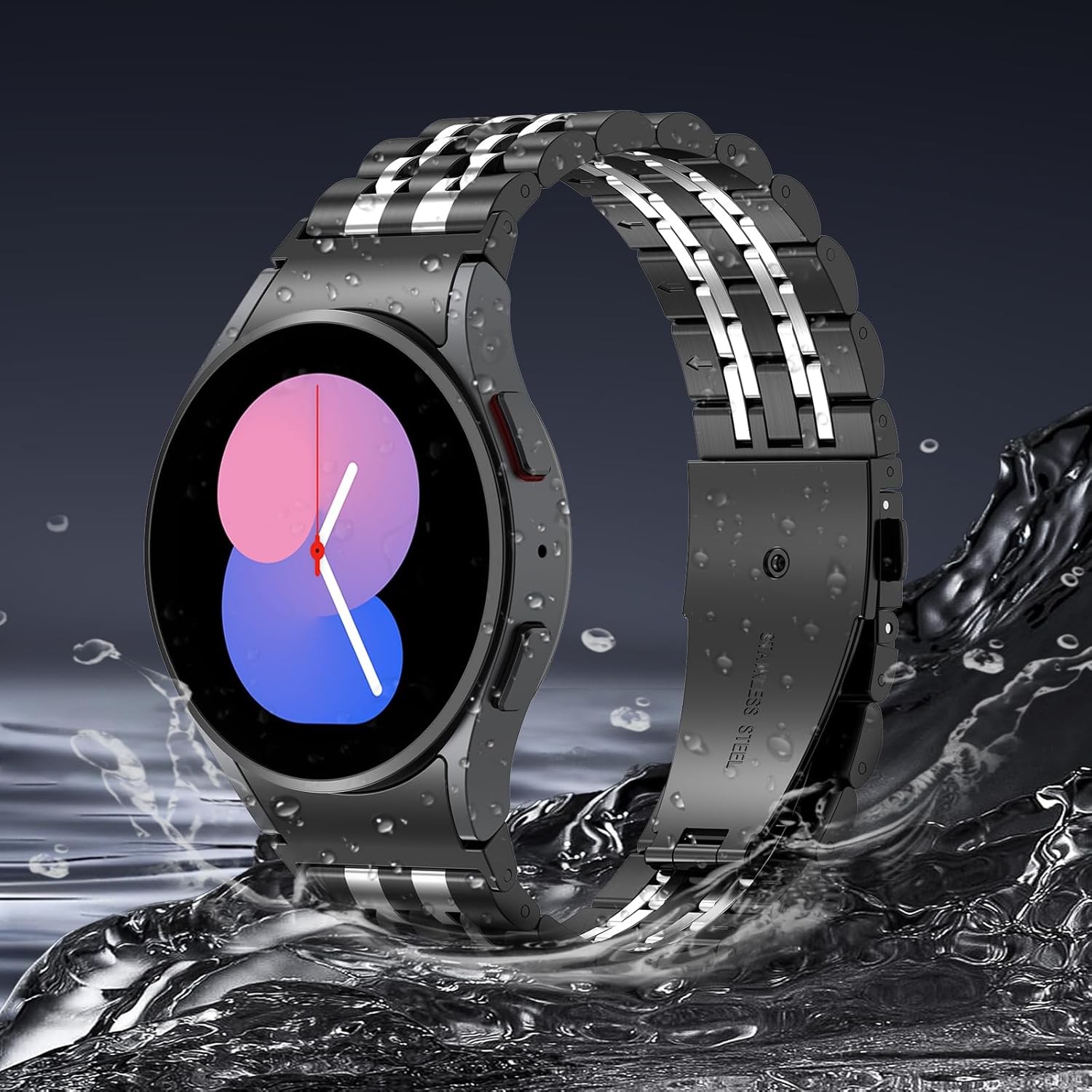 EZMVZKU Galaxy Watch 7/6/5/4/FE 40mm 44mm Stainless Steel Metal Band, No Gap Strap for SAMSUNG Galaxy Watch 6 4 Classic 42mm 43mm 46mm 47mm/5 pro 45mm,20mm Watchband for Men Women - Image 4