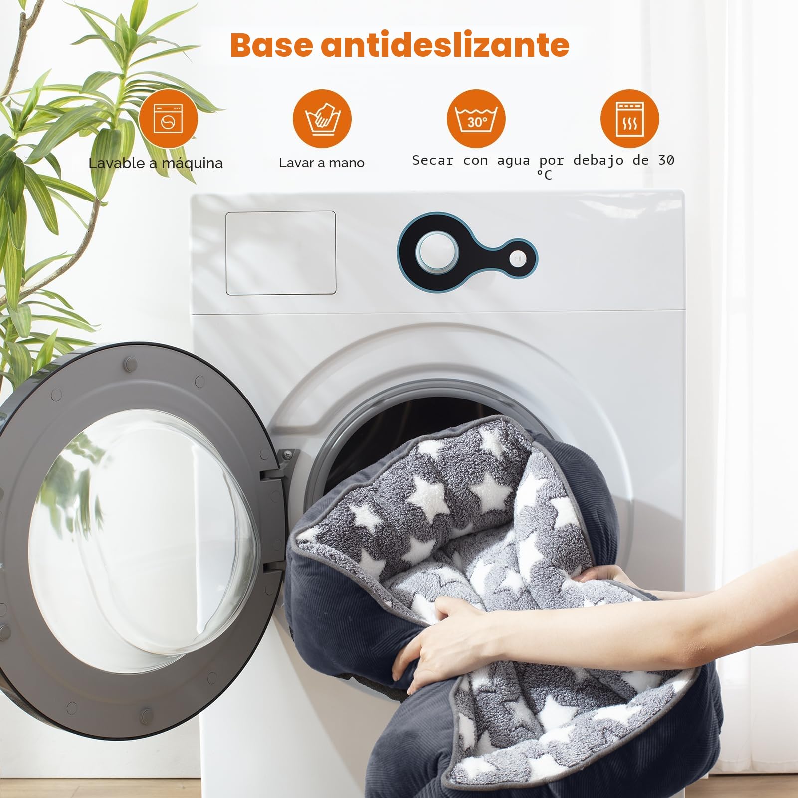 FURTIME Cama para Perros Medianos Antideslizante Antiestres - Colchon Lavable, Caseta, Cuna, Sofa - M(63x53x20cm) Negro