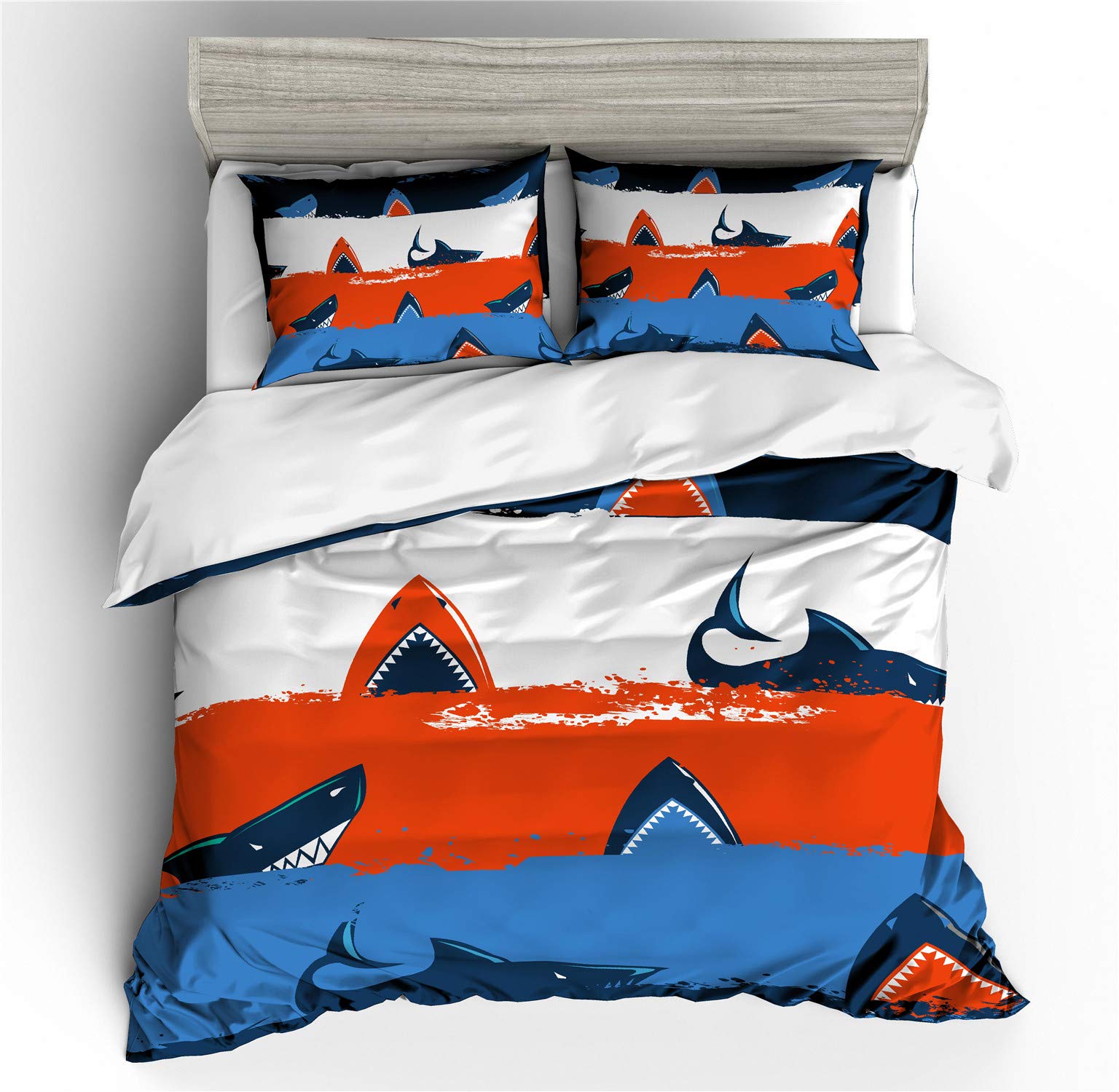 Housse de couette 220x230cm microfibre classique rouge bleu