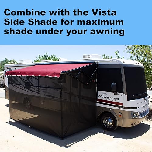 Miniatura 6 de ShadePro - Pantalla Vista sin cremallera negra de 10 x 7 pies - El protector solar de malla solar se fija a tu toldo de caravana - La sombra bloquea