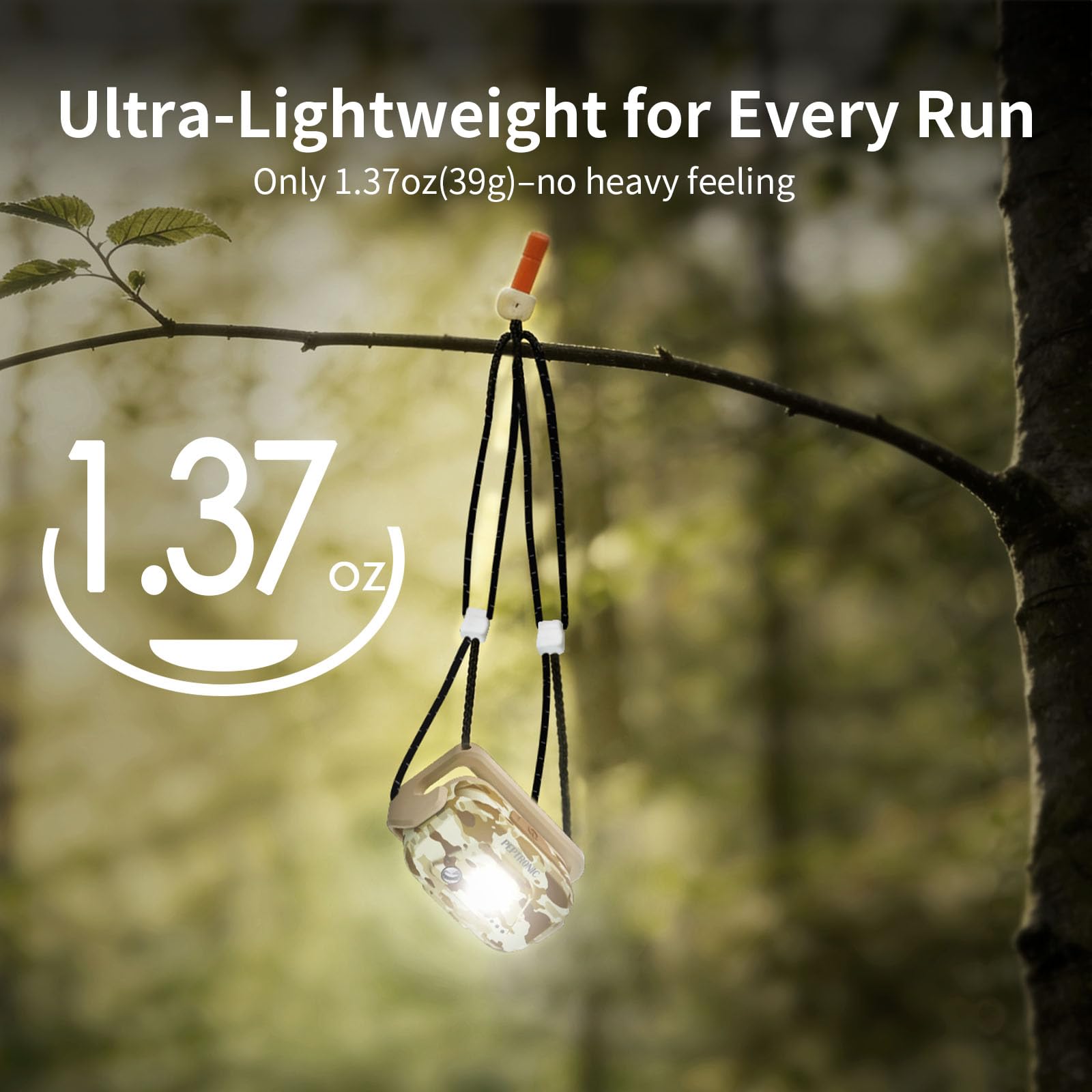 Laufstirnlampe, ultraleichte 38,84 g Kopflampe mit grünem & rotem Licht, bequemer stabiler Sitz Scheinwerfer für Nachtlaufen, Spazierengehen & Hundespaziergang
