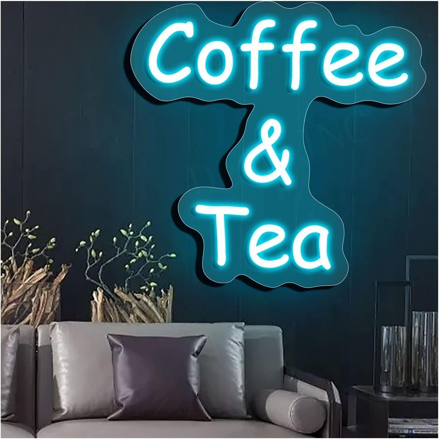 WaiDXn LED Neon Light Sign Coffee Tea Neon Signs Lights,for Coffee Bar Home Room Store Wall Decoration(56x56cm)