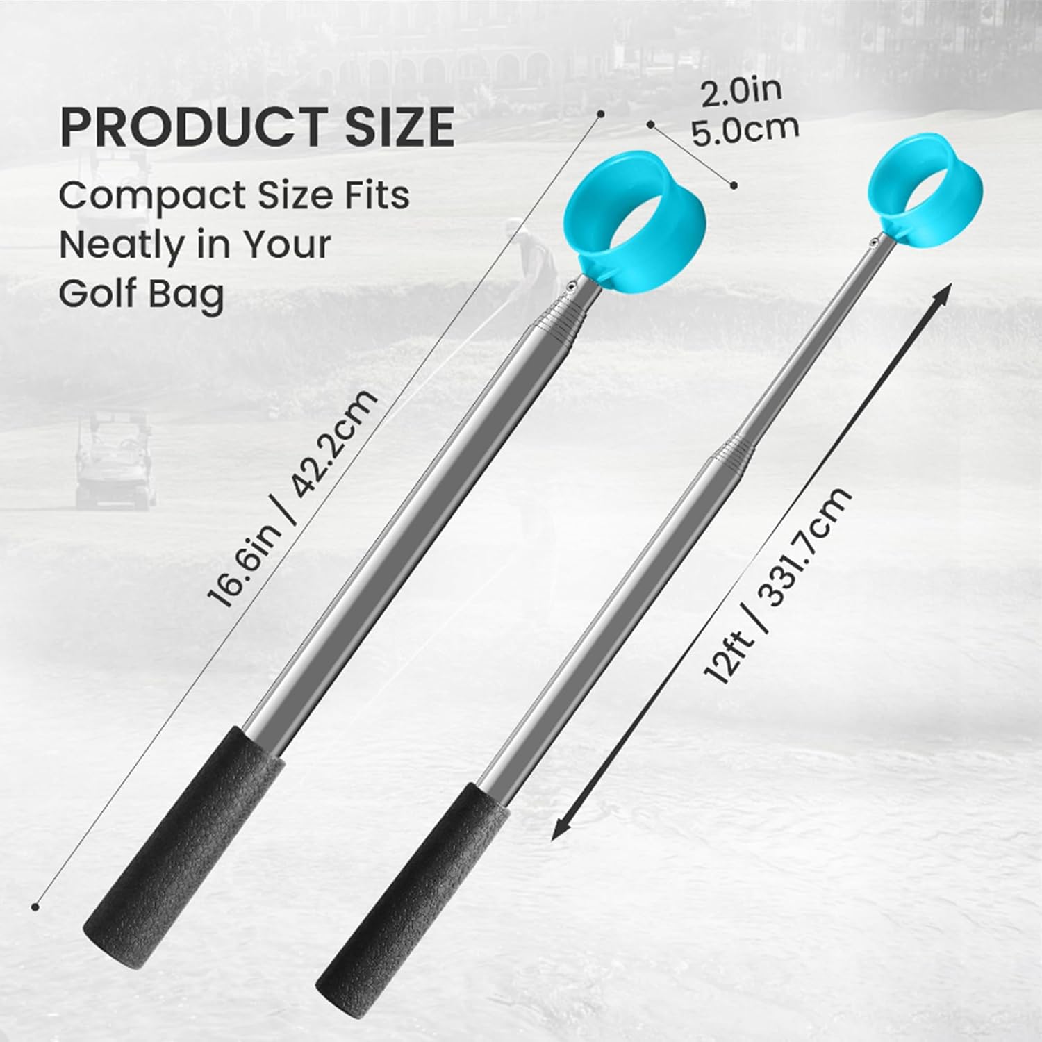 Golf Ball Retriever Telescopic for Water,9Ft/12Ft Stainless Steel Professional Golf Ball Retriever,Men's and Women's Golf Accessories Gifts