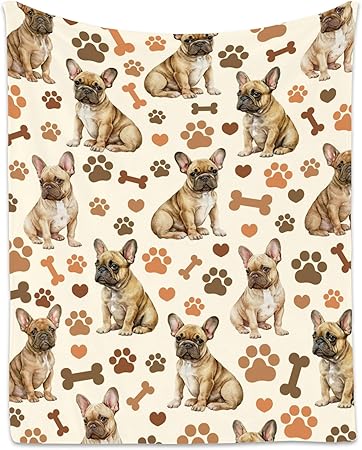 Bulldog Blanket with Girls Boys, 40x50 Inches Blanket with Dogs on it, Cozy Soft Throw Gifts for Dog Lovers, Cute Flannel Throw Blankets for Couch Sofa