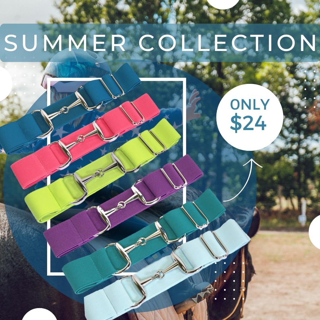 Kids 1.5 inch Elastic Equestrian Belt, Horse Riding Belt with Silver Buckle for Riding Breeches Girls (Light Aqua), Adjustable - Image 5