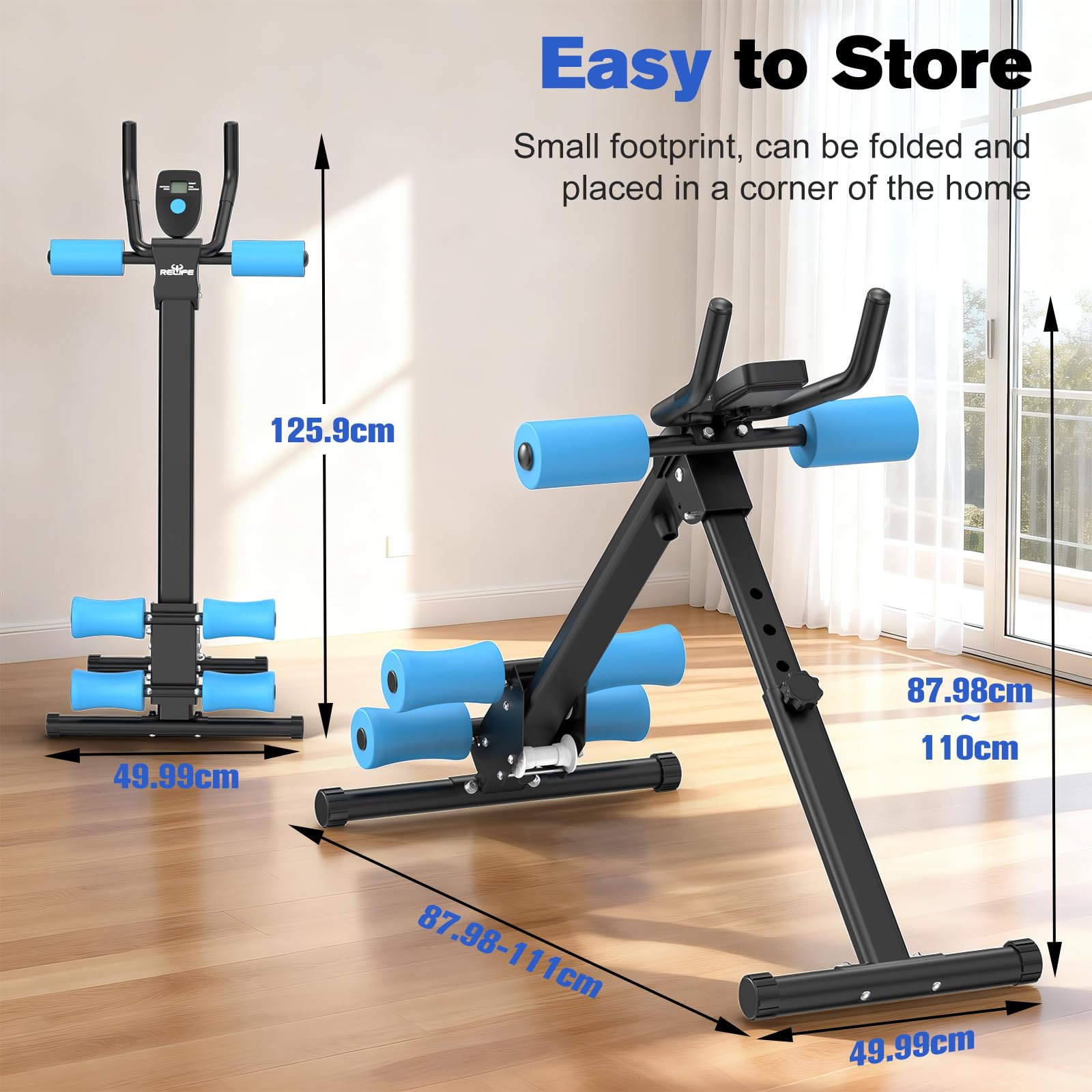RELIFE REBUILD YOUR LIFE Maquina Abdominales Casa Aparato de Entrenamiento Muscular Ejercitador Plegable Multifuncional Gimnasio