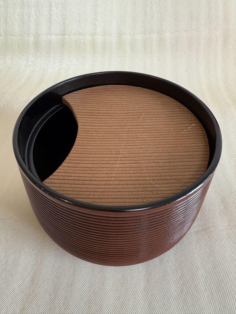 Amazon.co.jp: 茶巾落 溜塗 元箱入り 茶巾台 茶道具 茶道 木製 丸 茶巾