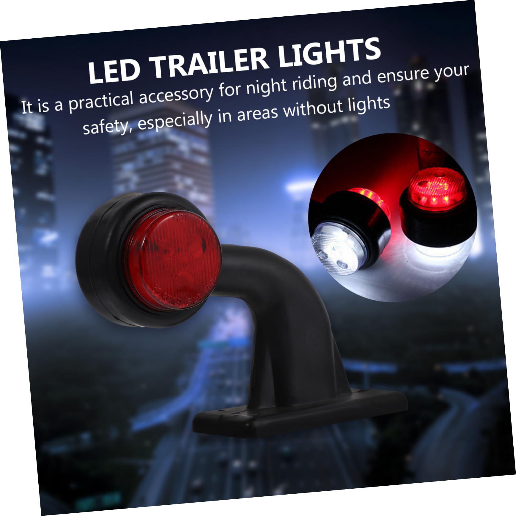 Par de Luces Laterales LED para Remolque y Semirremolque, Lámparas de Posición Rojas y Claras Resistentes de Abs para Señalización Exterior