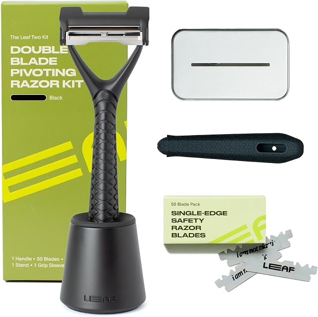 Leaf Shave Leaf Two Kit - Two-Blade Safety Razor Set - Black