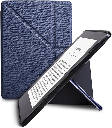 WALNEW Funda de origami para Tienda Kindle Voyage (noviembre de 2014), protección completa del dispositivo con piel sintética y función inteligente