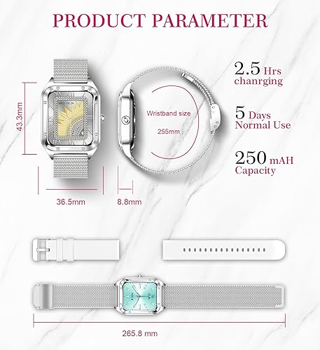 Miniatura 7 de Reloj inteligente para mujer (respuesta de llamadasmarcación), reloj inteligente con pantalla táctil de 1.6 pulgadas para Android iPhone compatible
