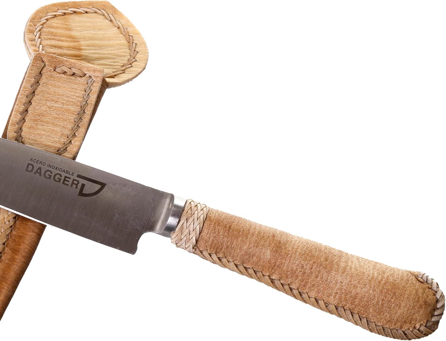 Argentine Steak Knife with Sobado Leather and Raw Leather Sheath