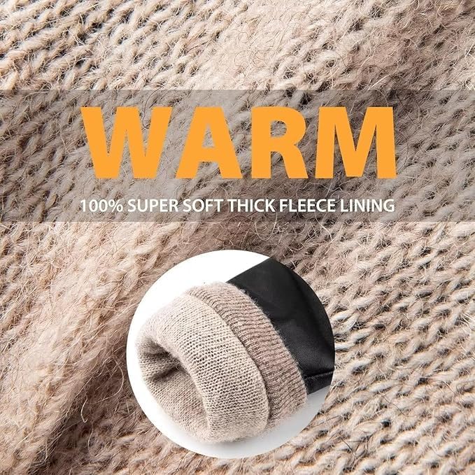 Alepo Genuine Sheepskin Leather Gloves for Women, Winter Warm Touchscreen Texting Cashmere Lined Driving Motorcycle Dress Gloves (Caramel-XXL) - Image 2