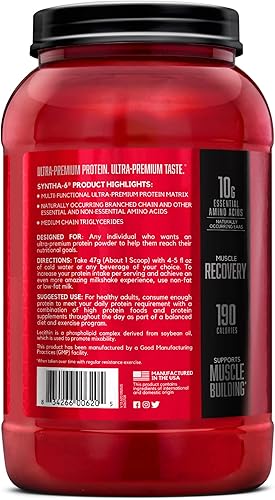 Miniatura 54 de BSN SYNTHA-6 - Proteína de suero en polvo con caseína micelar, proteína de leche de chocolate en polvo, Batido de chocolate, 97 porciones