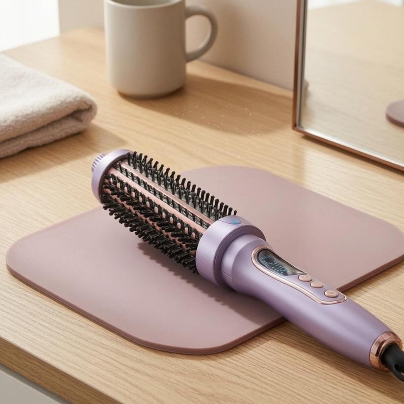 Cepillo Eléctrico para Peinar Alisador Peine Caliente Cepillo Redondo con Control de Multinivel y Función de Bloqueo Adecuado para Cabello Cabello Ondulado Acabados Pulidos, Morado, Morado