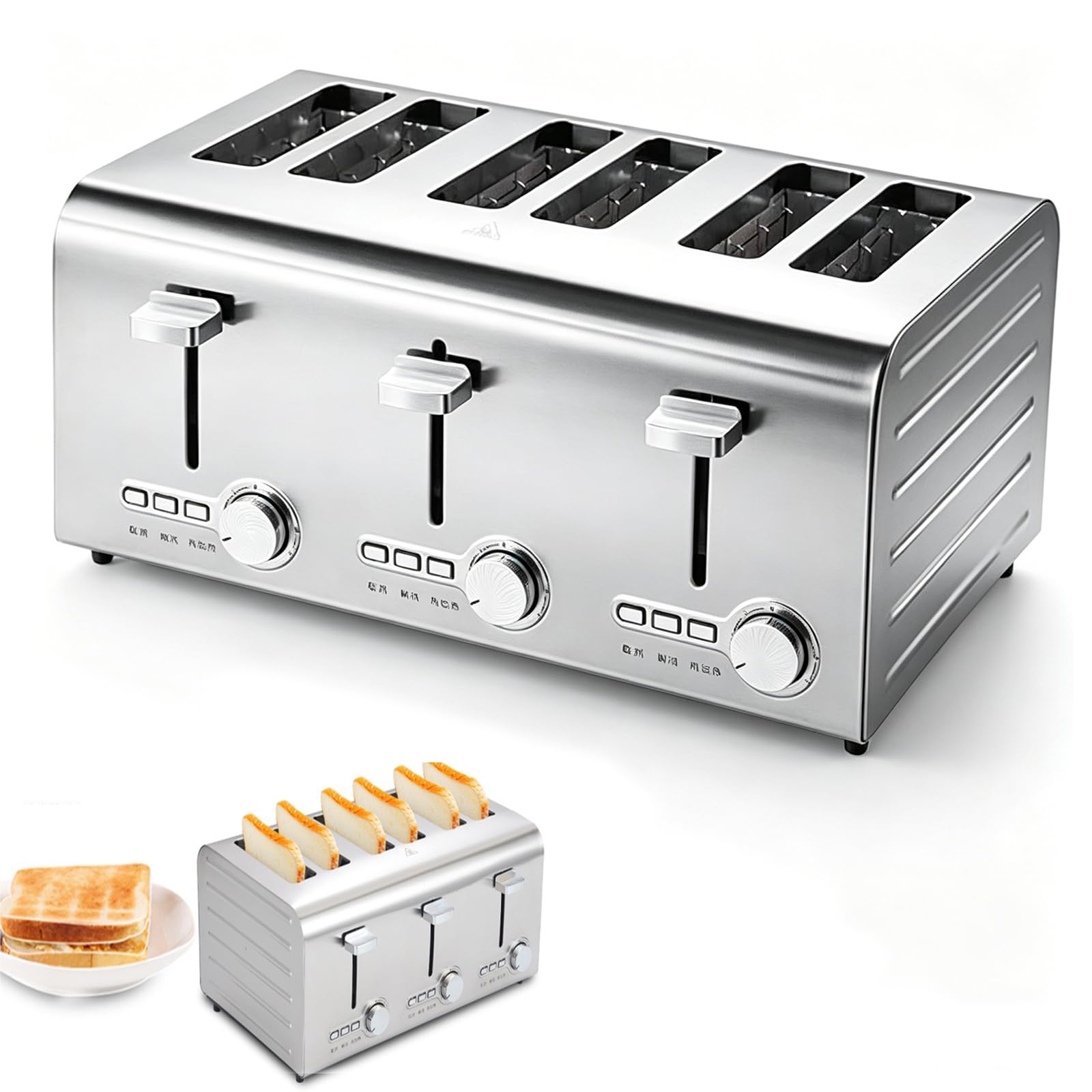 Toster na 4/6 kromek, tostery komercyjne 220 V z 7 zmiennymi regulatorami opiekania, idealny toster elektryczny (6)