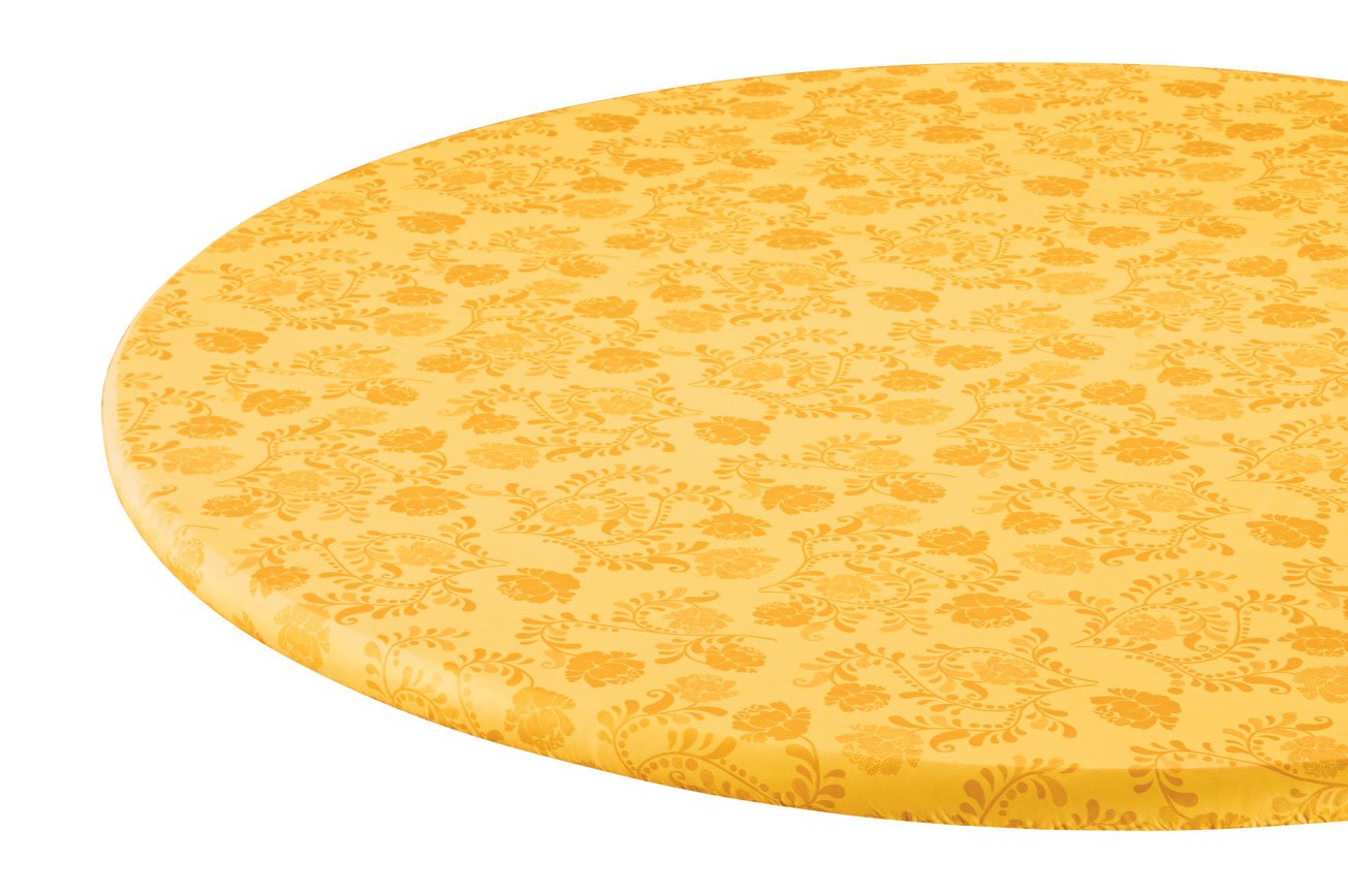 Home-Style Kitchen The The Kathleen Vinyl Elasticized Table Cover, Gold