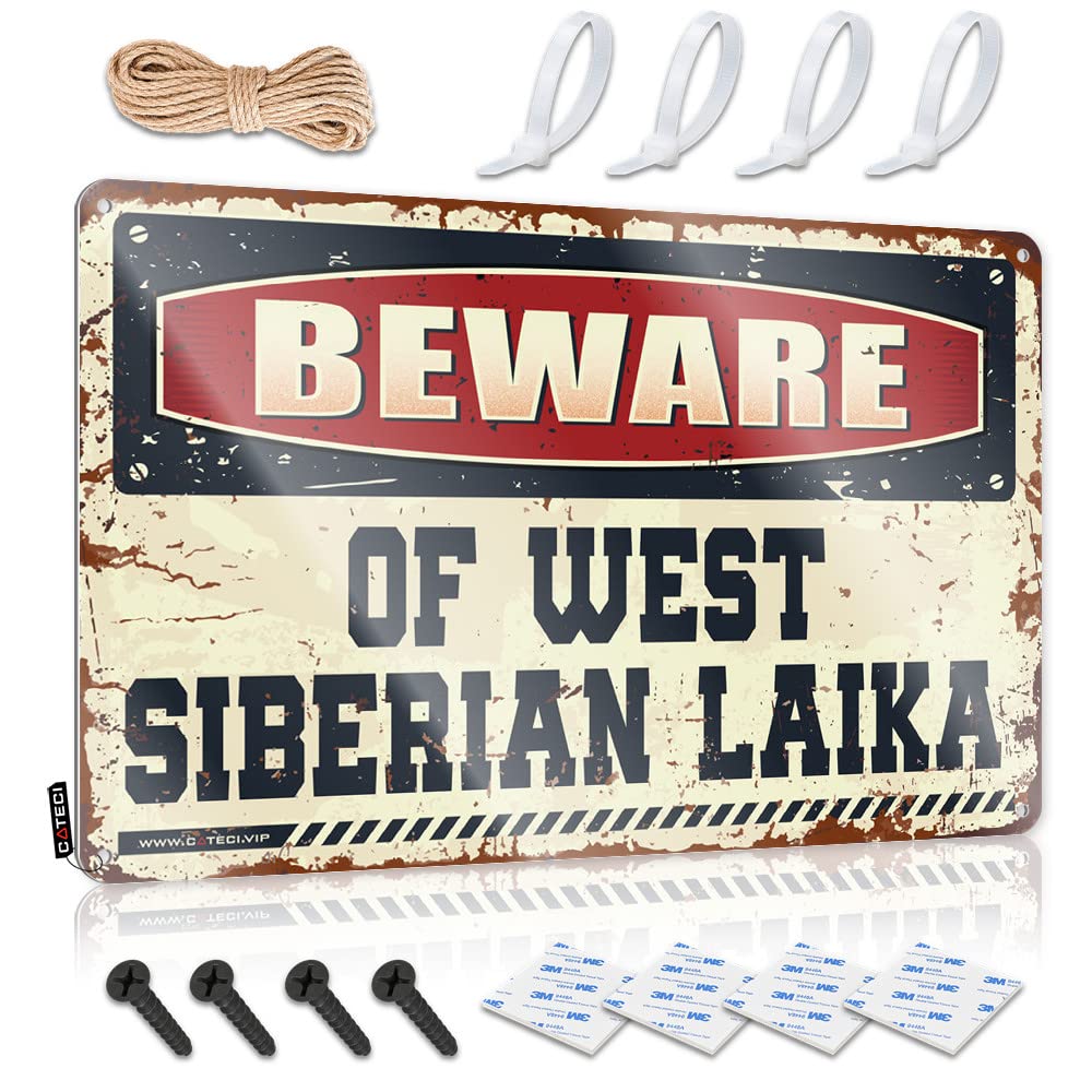IBWNBBUSN Cave Man Bar Beware Of West Siberian Laika Tin Sign Personalized Bar Signs Sign Decor(20X30CM)