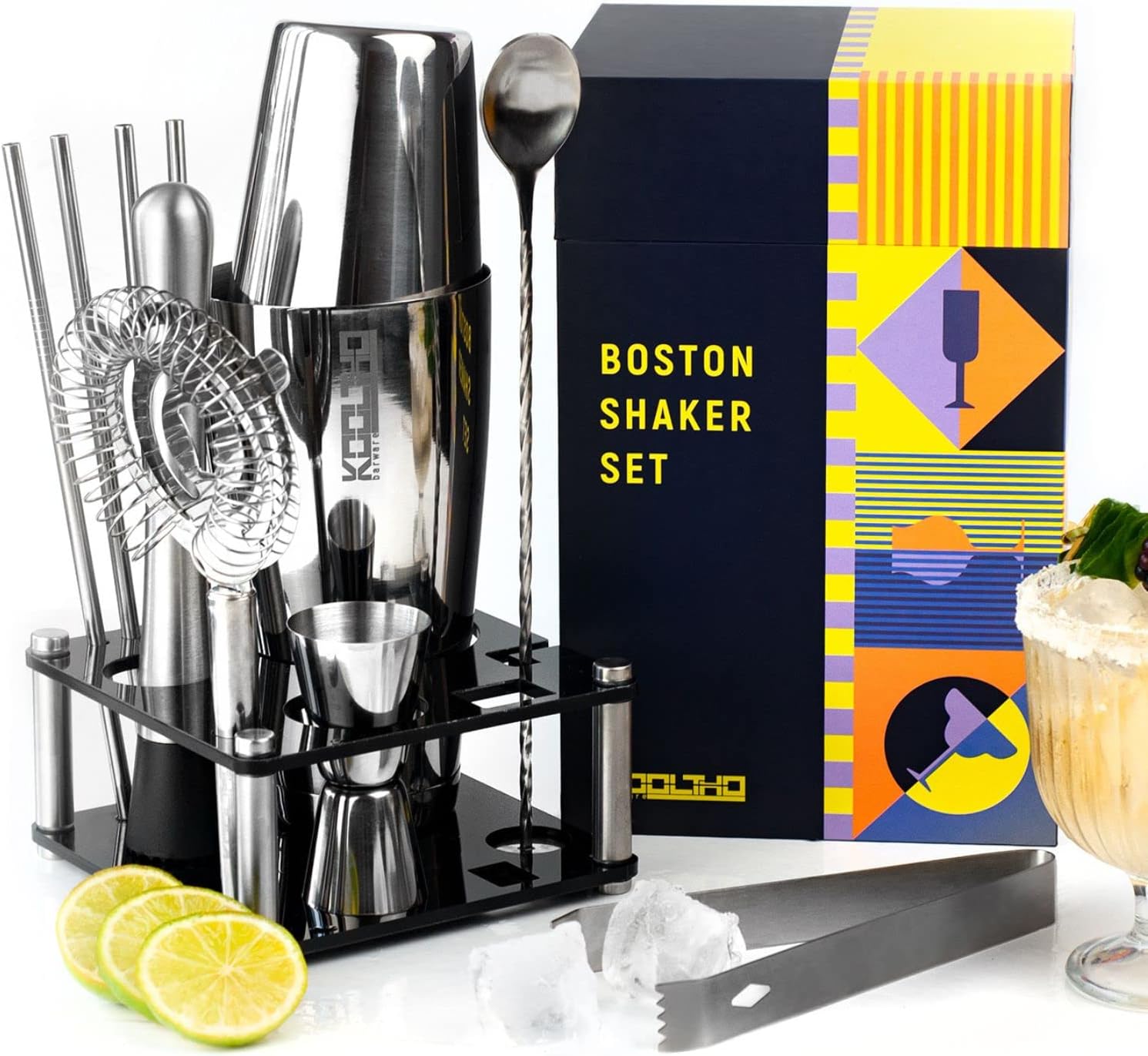 Kit Barman Shaker Boston Professionnel, Coffret Cocktails Cadeau