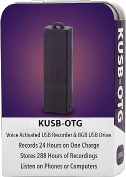 Digital Voice Recorder | Voice Activated Audio Recorder with 25 Day Standby Battery Life | Recording Device with 8GB - 288 Hours of Storage and Easy Playback on Computers, Phones, or Tablets | KUSB