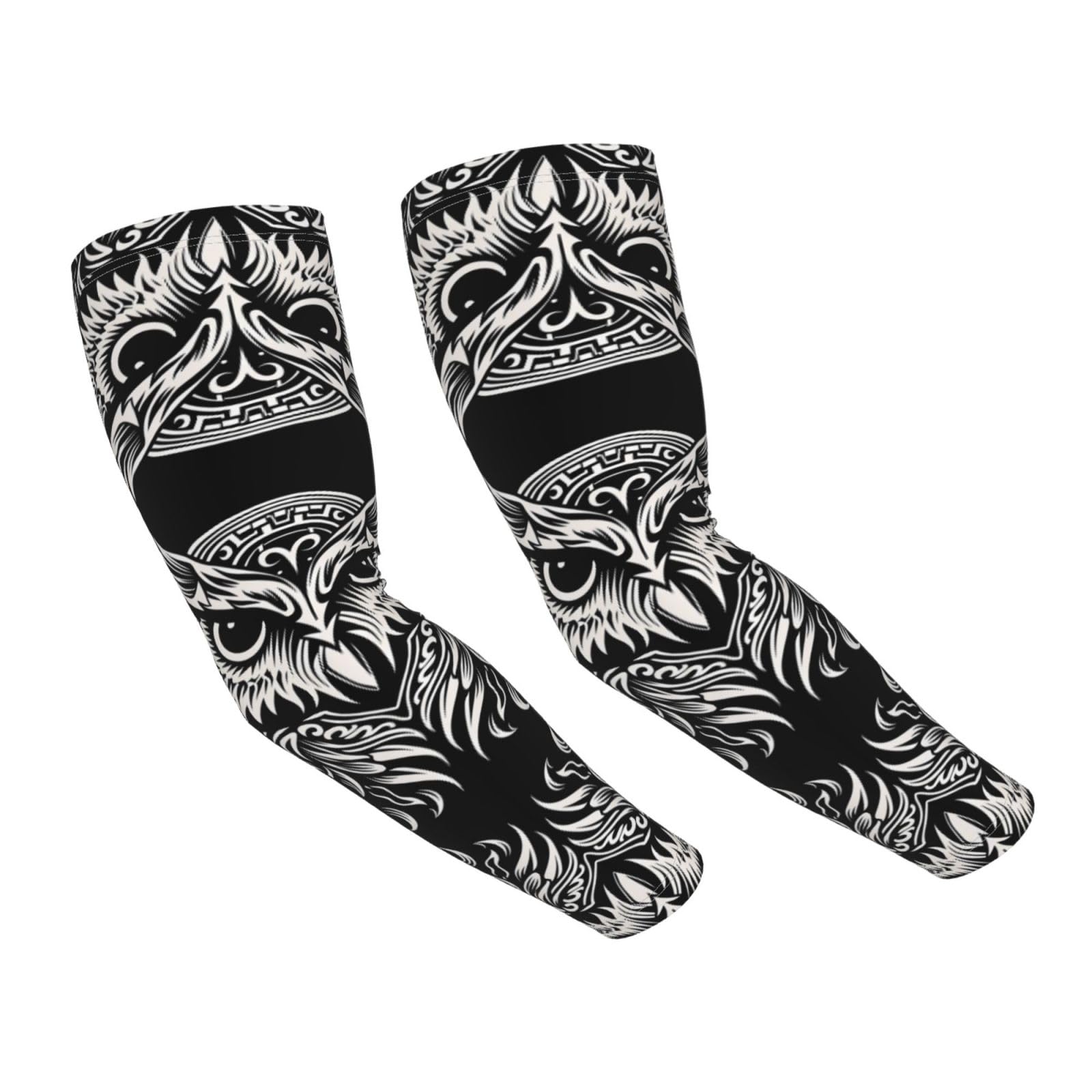 WZYCWB Owl Abstract Drawing Printed ice silk arm guards, elastic sleeves for summer driving and outdoor sports.
