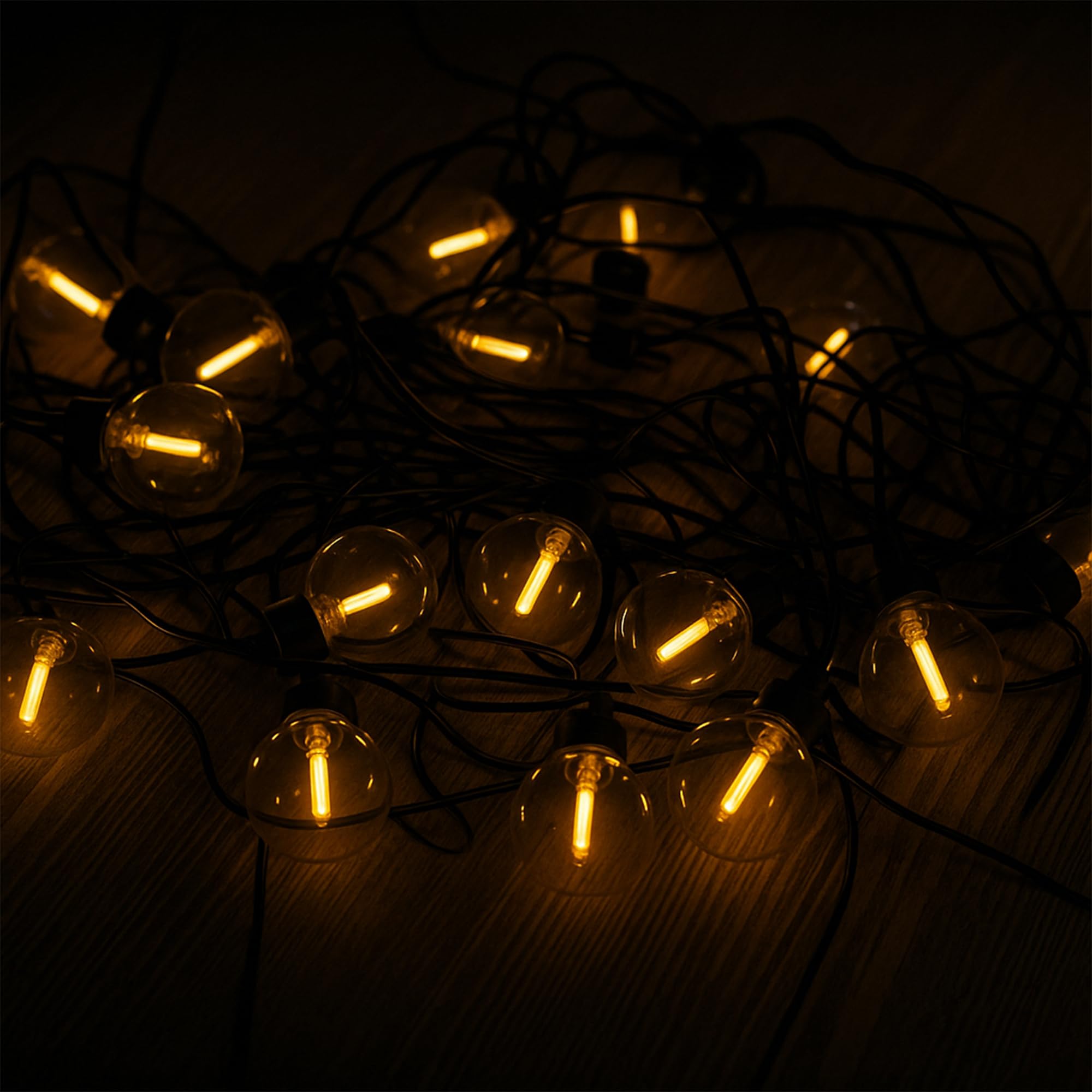 BESTY LIGHT Solar-Lichterkette mit 25 LED-Leuchtmitteln, warmweiß, dimmbar, 20 m