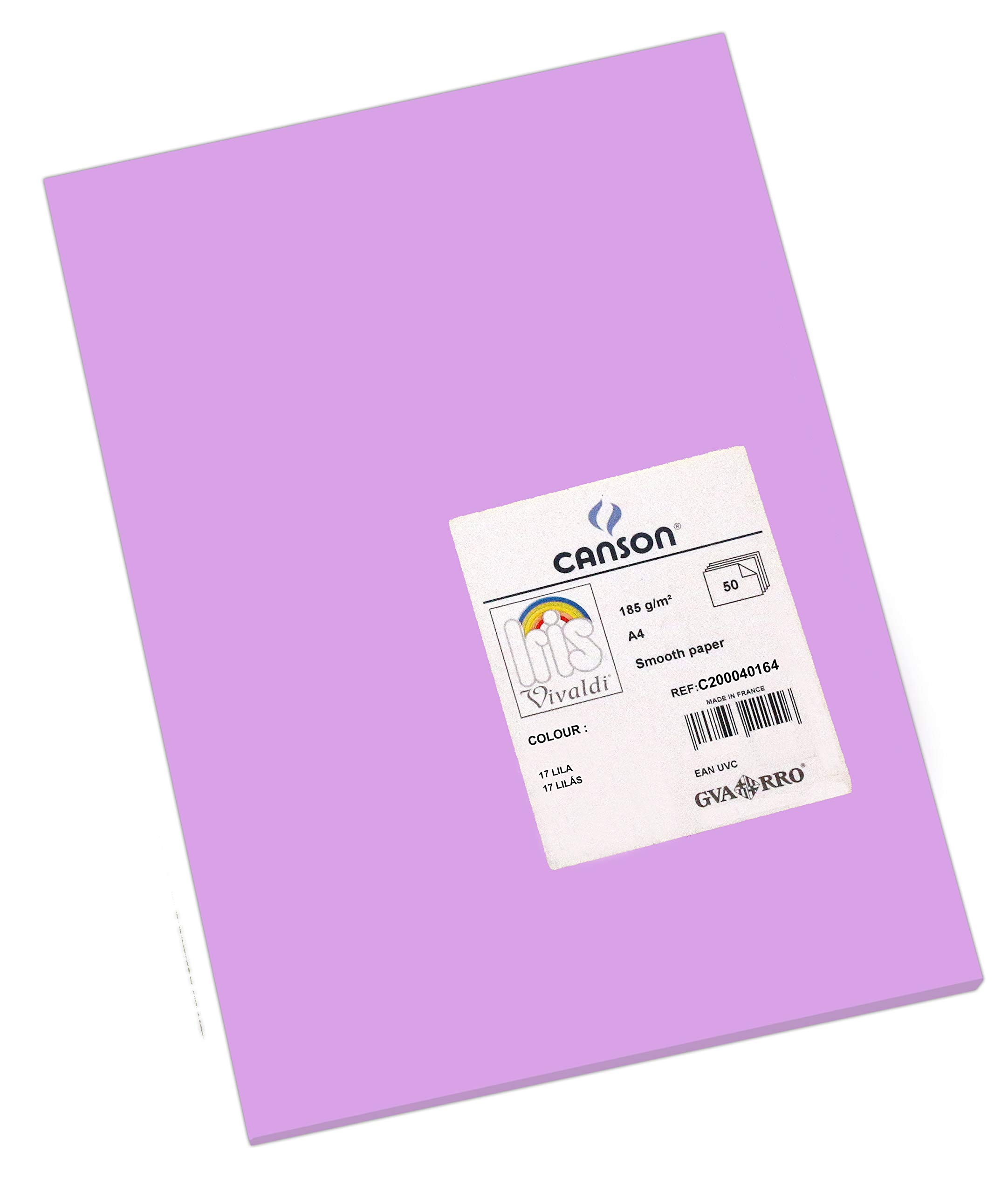 CansonIris Vivaldi A4 185 GSM Smooth Colour Paper - Lilac (Pack of 50 Sheets)
