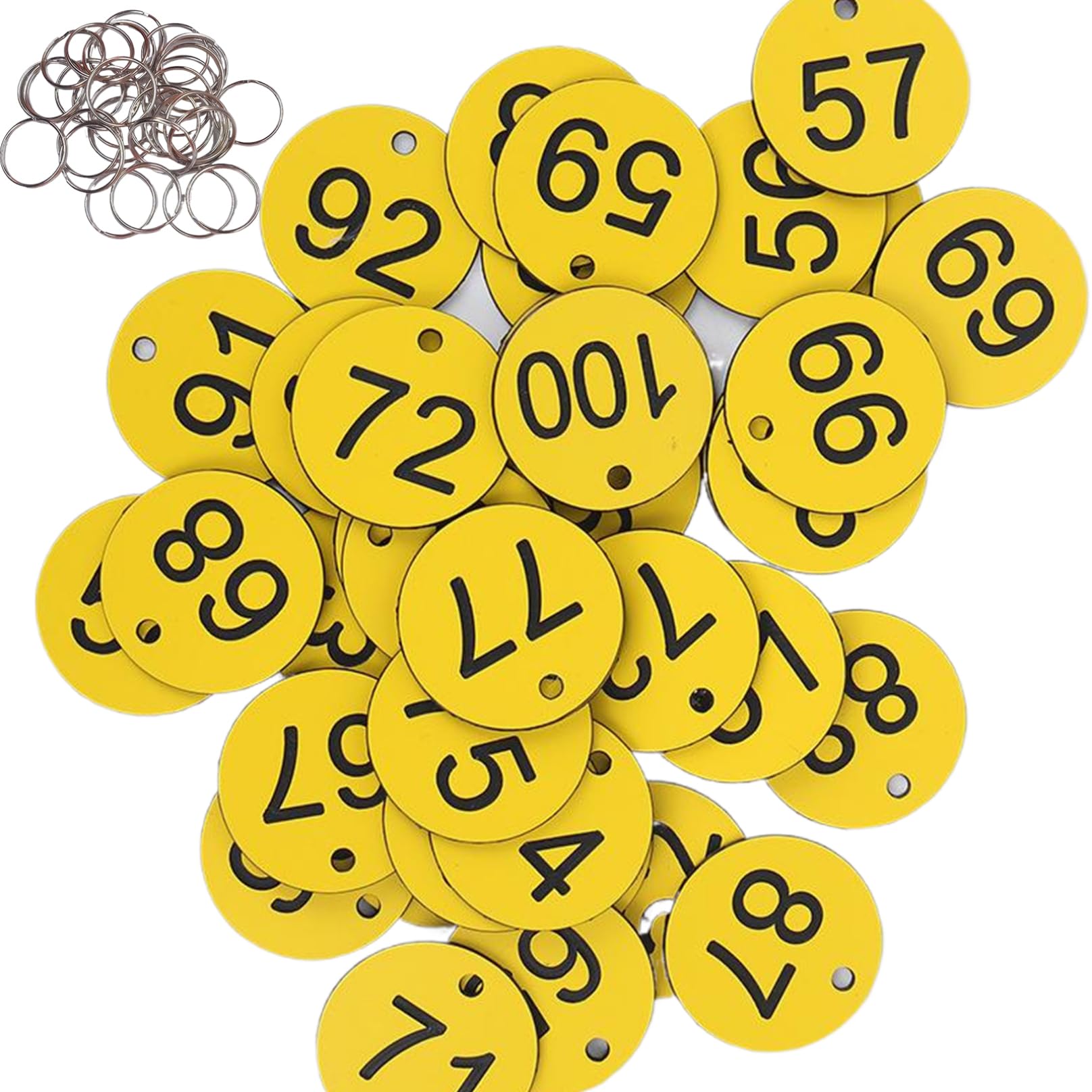 Tags numérotés 1-200 étanches et jetons de marquage avec anneaux clés pour vestiaire