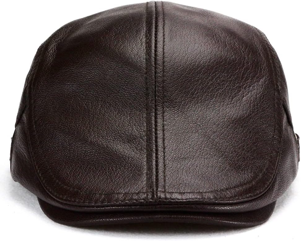 Men Women Lambskin Leather Newsboy Hat Beret Flat Cap Driving Ivy Hat
