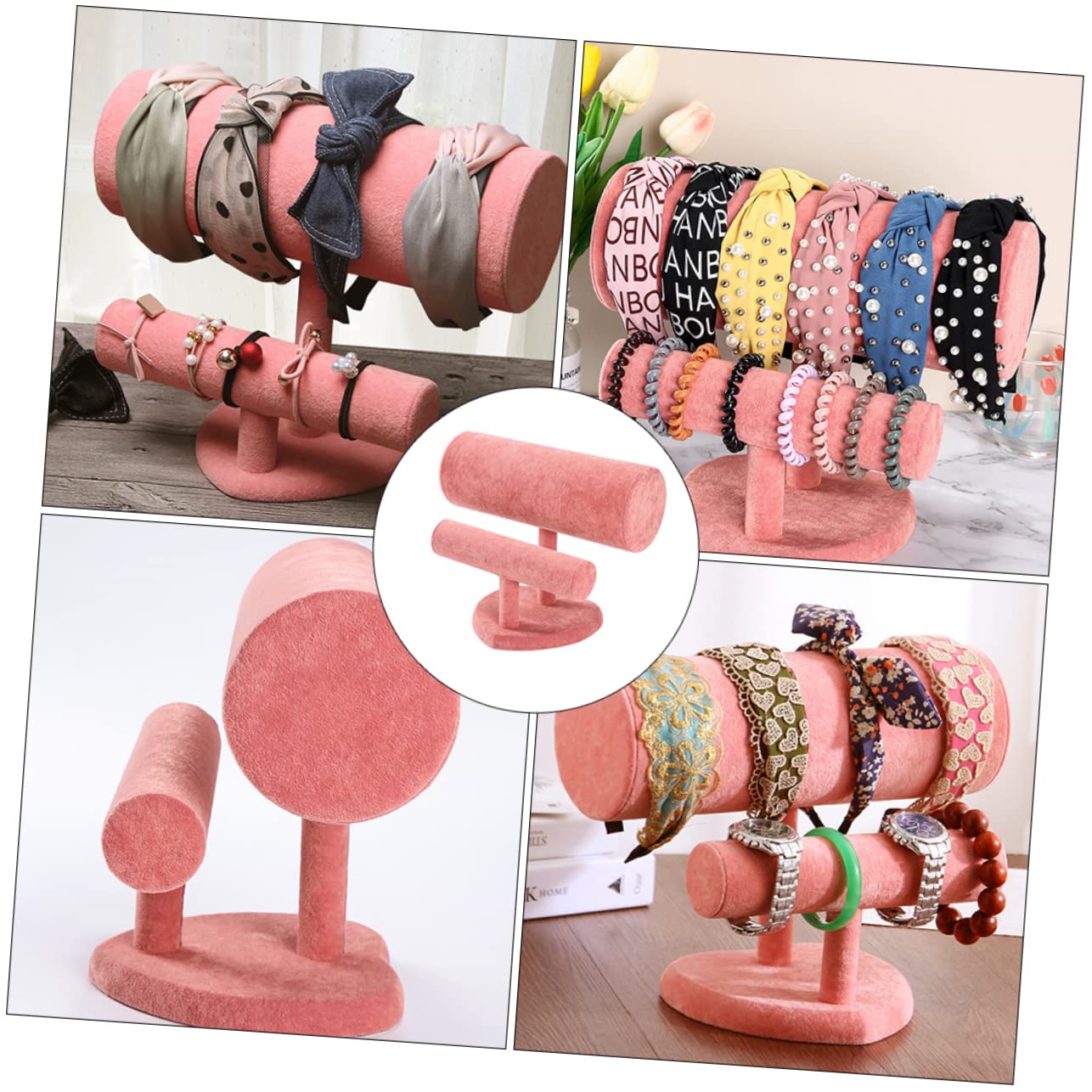 COLLBATH Présentoir à Bracelets et Montres en Pvc et Feutre Rose à Double Couche pour Rangement Pratique et Protection la Perte, pour Présentation à Domicile