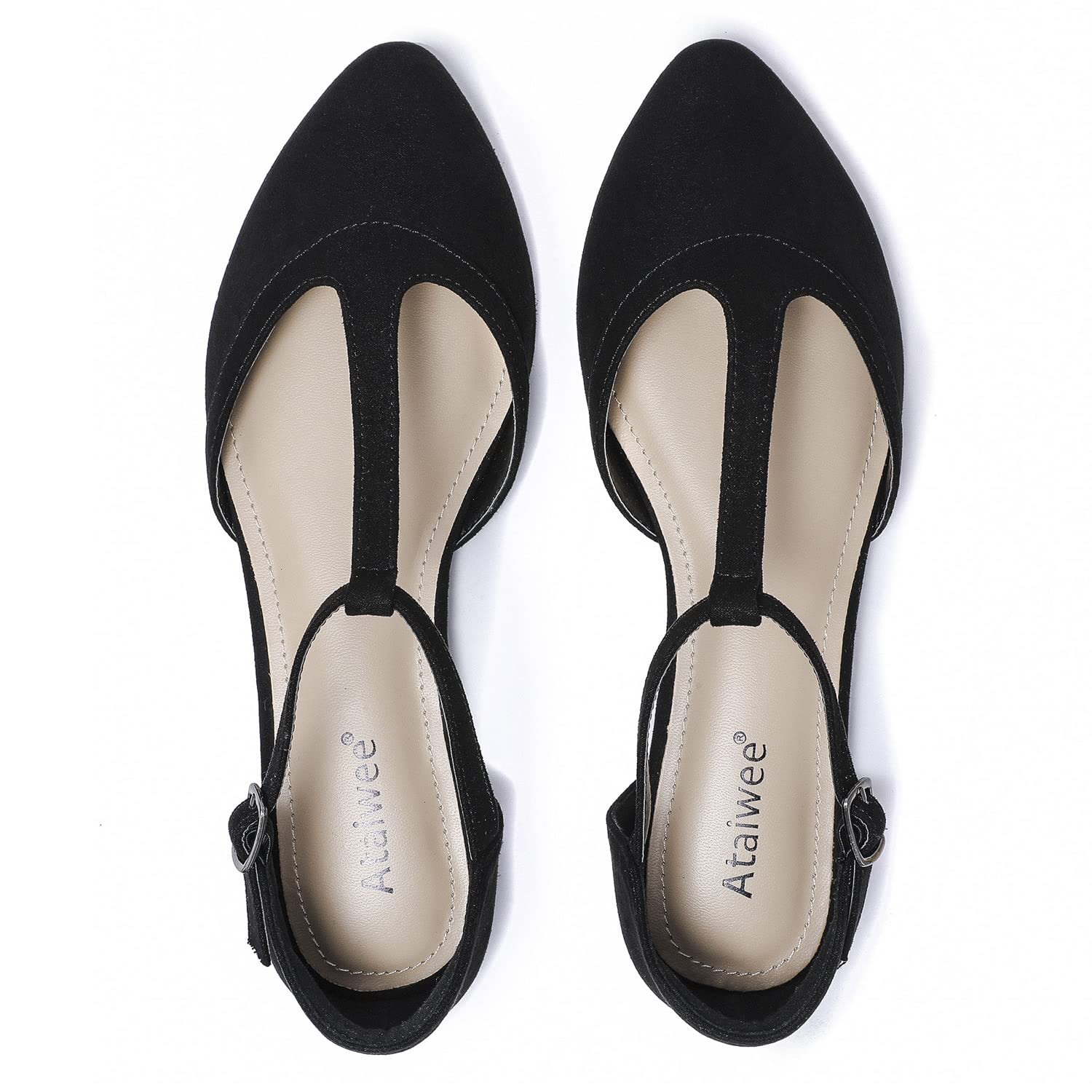 Women's Wide Flat Shoes - Pointed Toe Ladies Comfortable Breathable Ballet Flats.