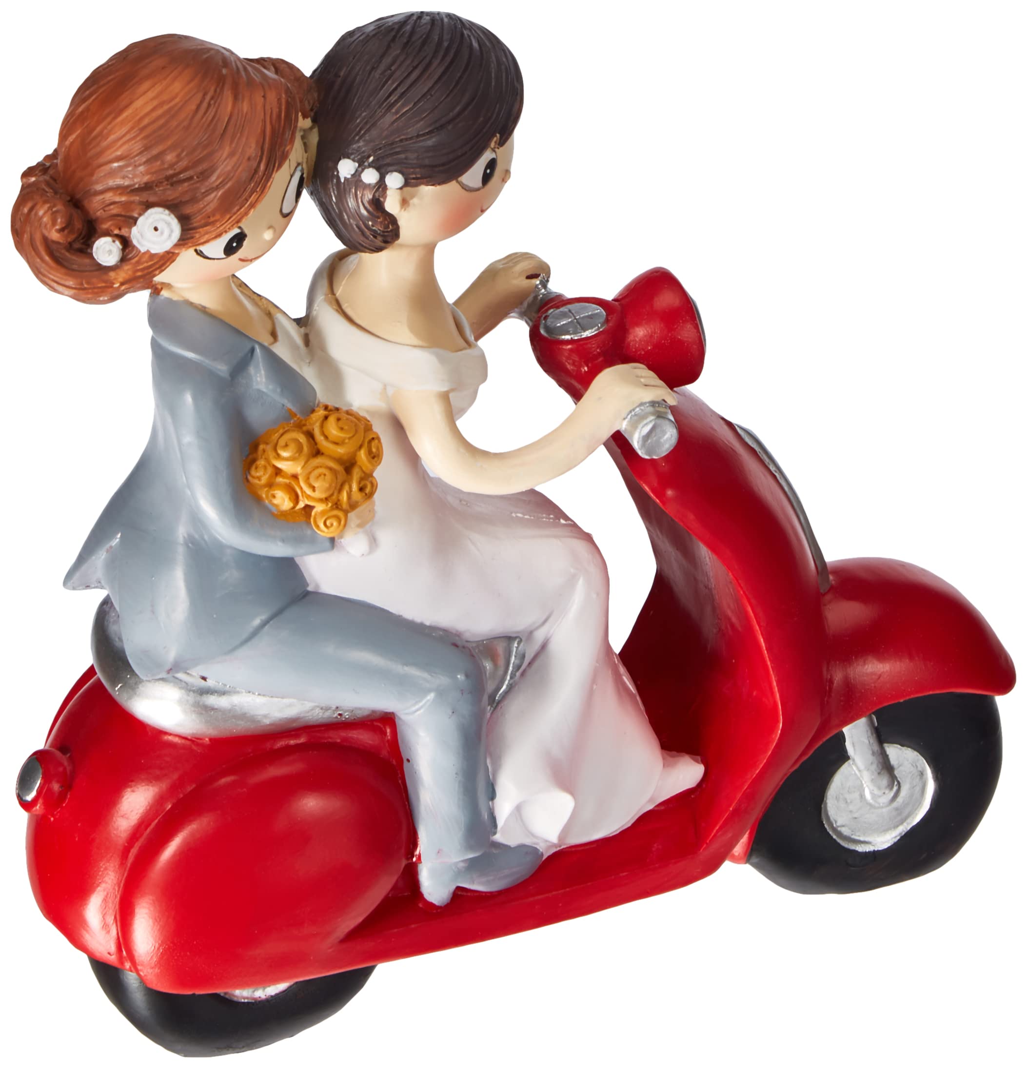 Mopec Y961 - Figura de Pastel Pareja de Novias Pop & Fun en Moto, 17 cm