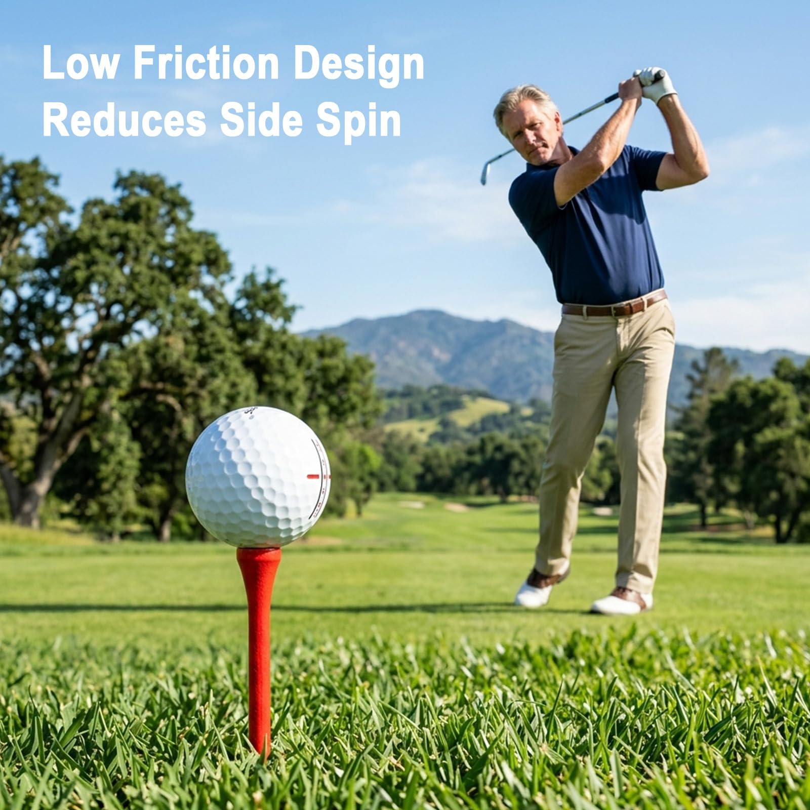 Nogeqi 100 tees de golf de madera de bambú, 70 mm, 38 mm, entrenamiento para golfistas, profesionales de madera natural, menos fricción (varios colores)