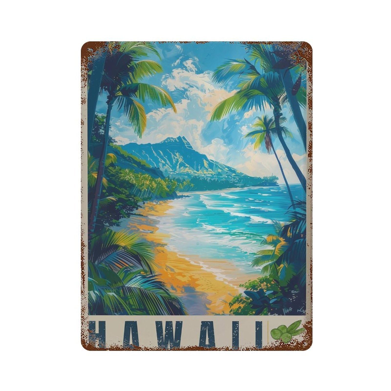 xiaoxiaoshen Hawaii Travel Oahu Beach (2) Wall Decor Art Metal Tin Poster Modern Home Decor Art Home Bar Shop Decorations Vintage Sign 40x30cm