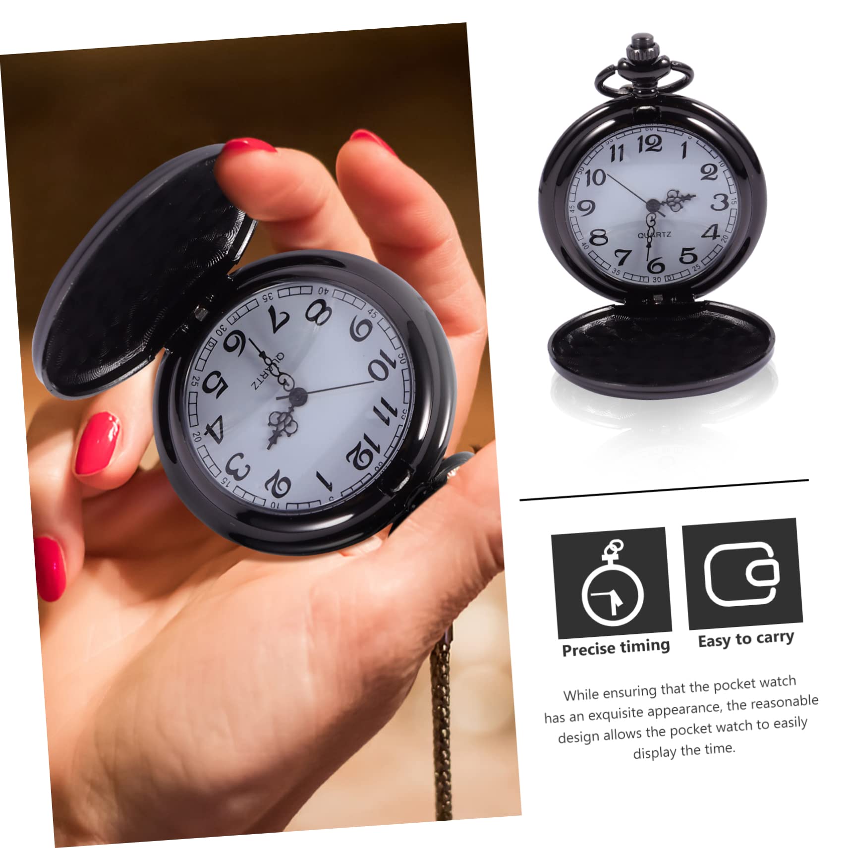 3stücke Elegante Taschenuhr Mit Kette Vintage Quartz Uhr Mit Exquisiter Gravur Als Für Familie Und Freunde Vielseitig Einsetzbar Und Stilvoll Kombinierbar