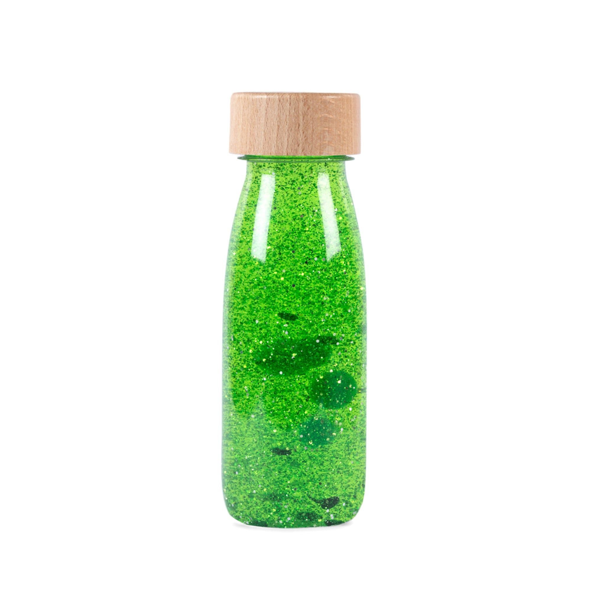 PETIT BOUM - Float Sensory Bottle in Green | A Microcosm in Every Bottle | Discover, Listen & Learn | Sensory Stimulation | Sensory Bottles for Kids