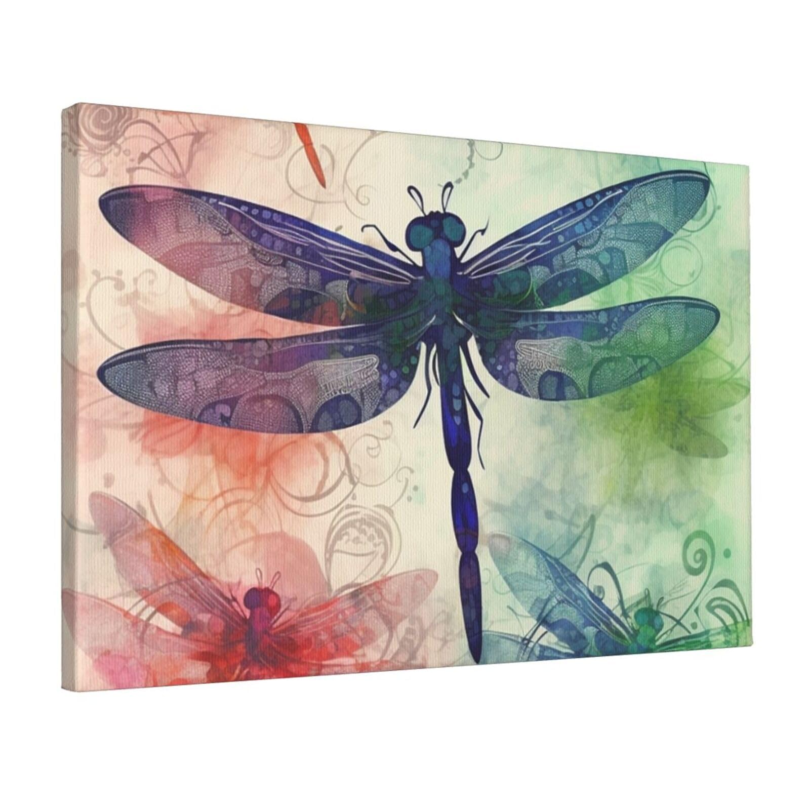 Canvas Wall Art for Living Room Wall Decor 12"x18" Modern Artwork Painting Pictures Hanging Canvas Prints Modern dragonfly Aesthetic Wall Art for Bedroom Bathroom Office Wallart Decor