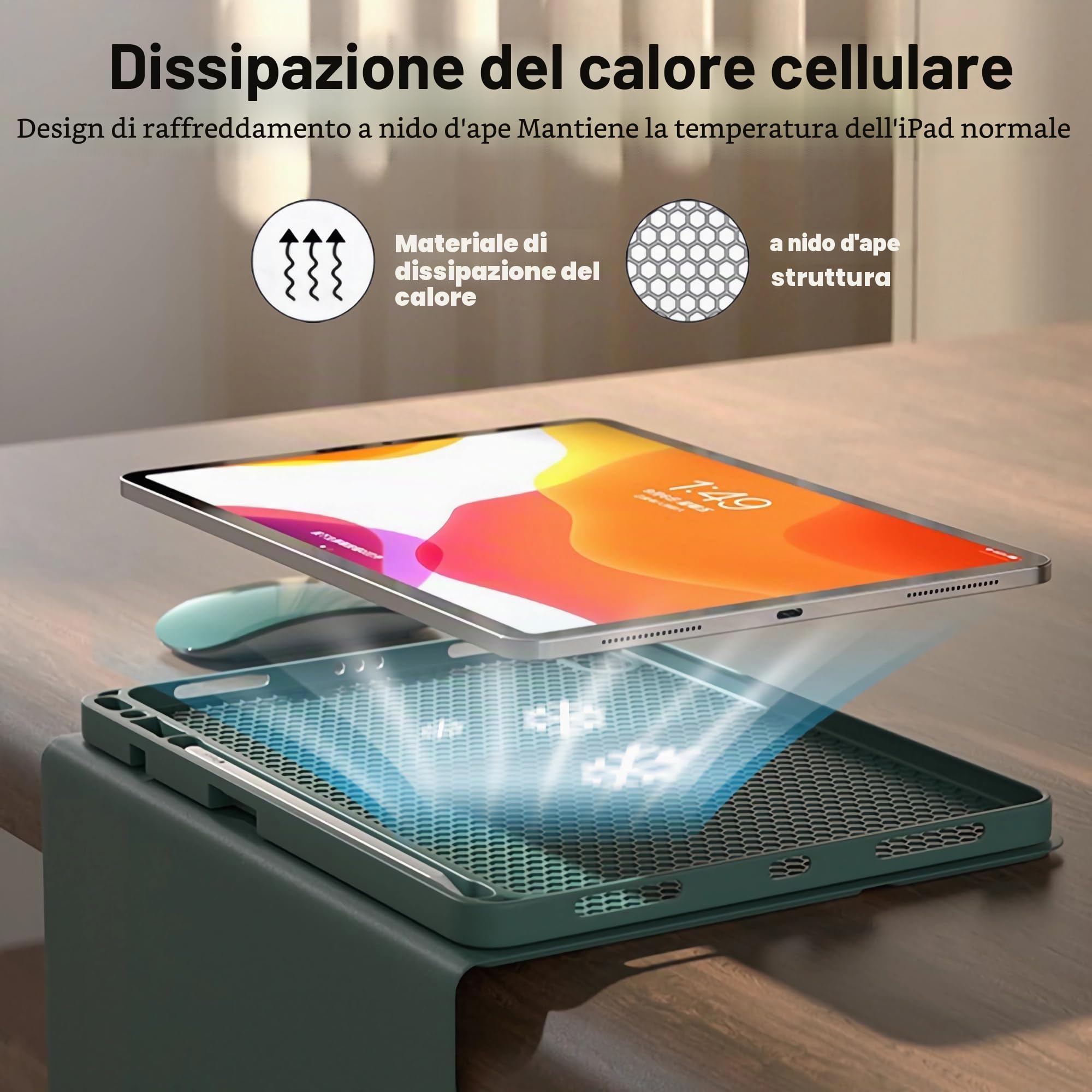 Custodia con tastiera per Samsung Galaxy Tab A11 Plus/A11+ 11 pollici 2025, Galaxy Tab A9 Plus/A9+ 11 pollici, tastiera Bluetooth con mouse wireless, cover protettiva con supporto