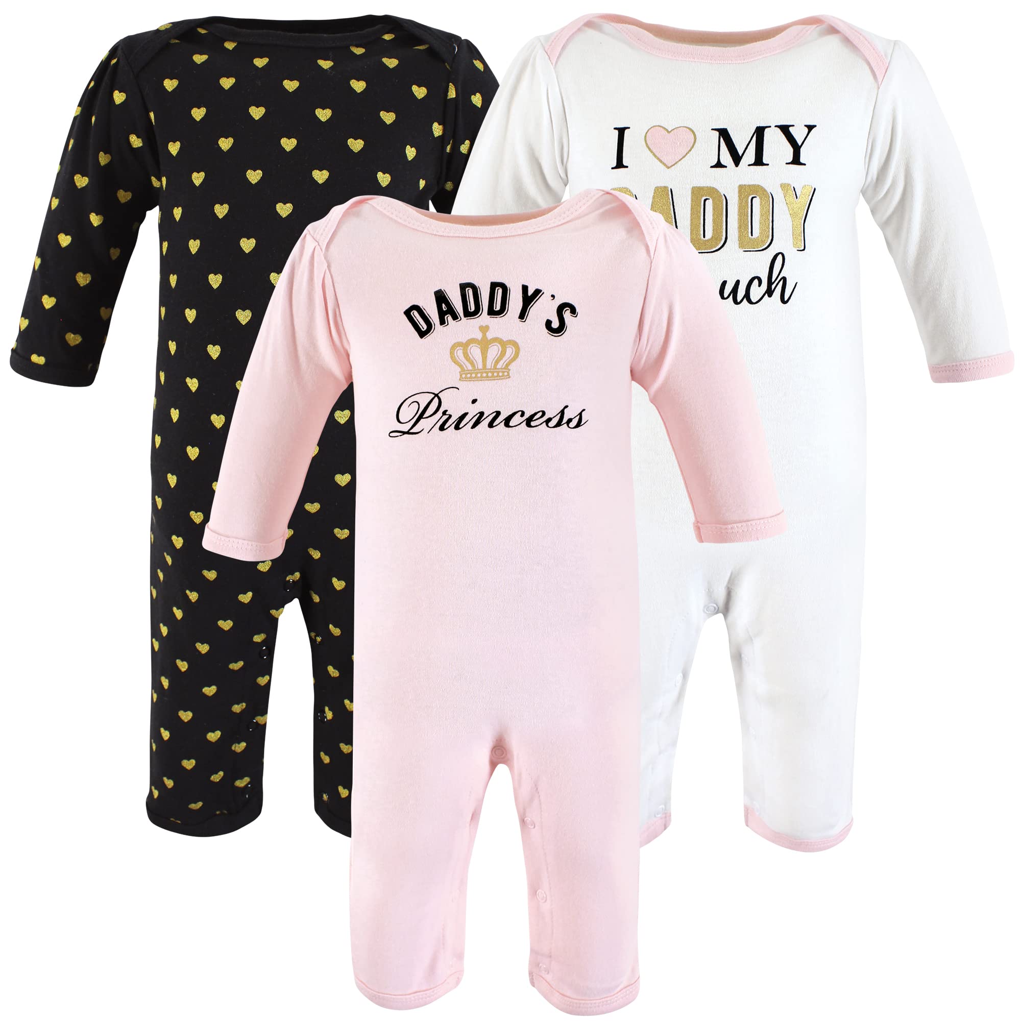 Hudson Baby Unisex Baby Cotton Coveralls, Daddys Princess, 3-6 Months